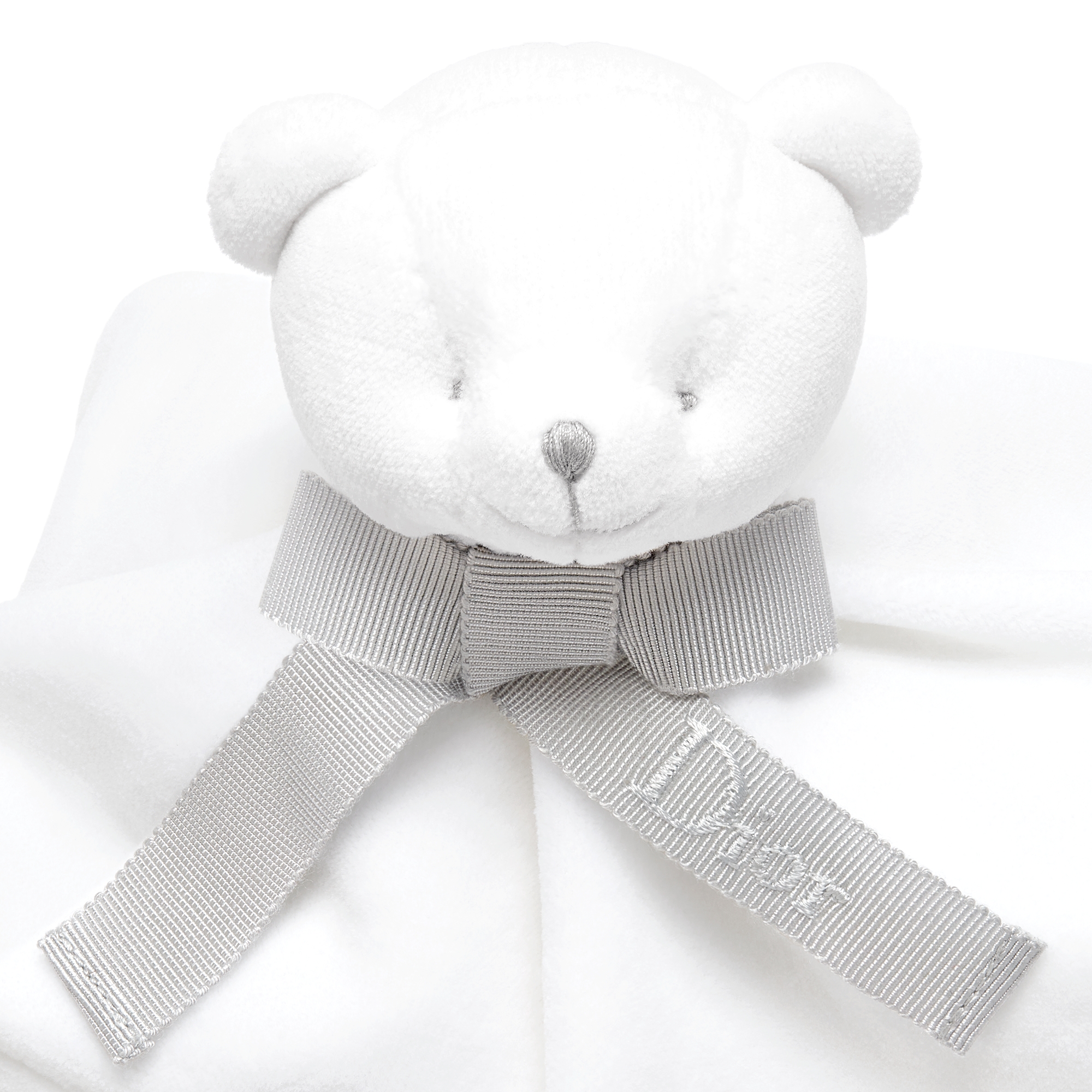 طقم هدايا دمية الدب لحديثي الولادة فرو صناعي باللون الأبيض، وقماش إنترلوك قطني، وقماش تيري محبوك مخملي E05