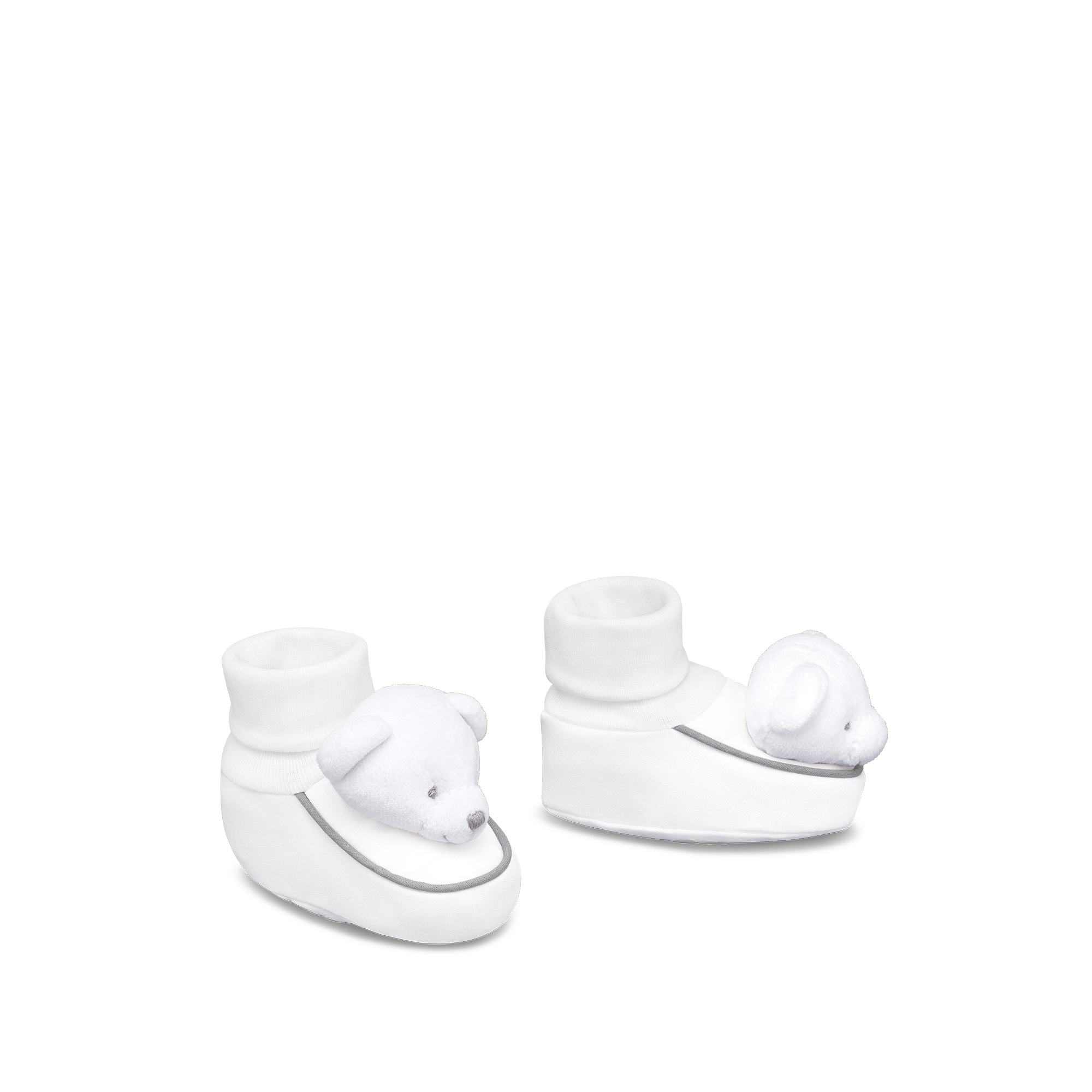 طقم هدايا دمية الدب لحديثي الولادة فرو صناعي باللون الأبيض، وقماش إنترلوك قطني، وقماش تيري محبوك مخملي E06