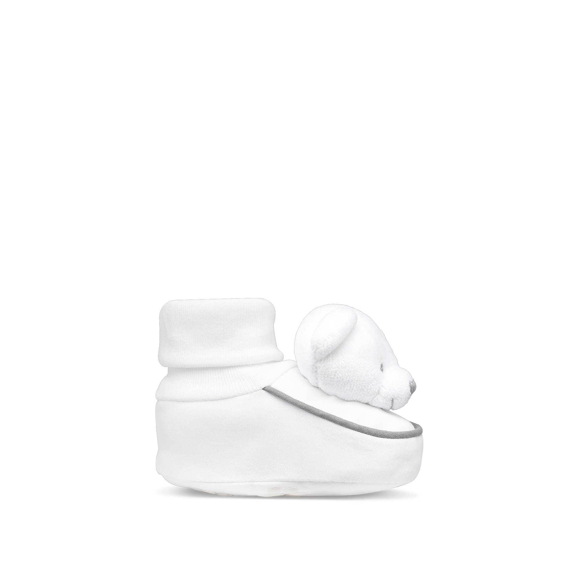 طقم هدايا دمية الدب لحديثي الولادة فرو صناعي باللون الأبيض، وقماش إنترلوك قطني، وقماش تيري محبوك مخملي E07