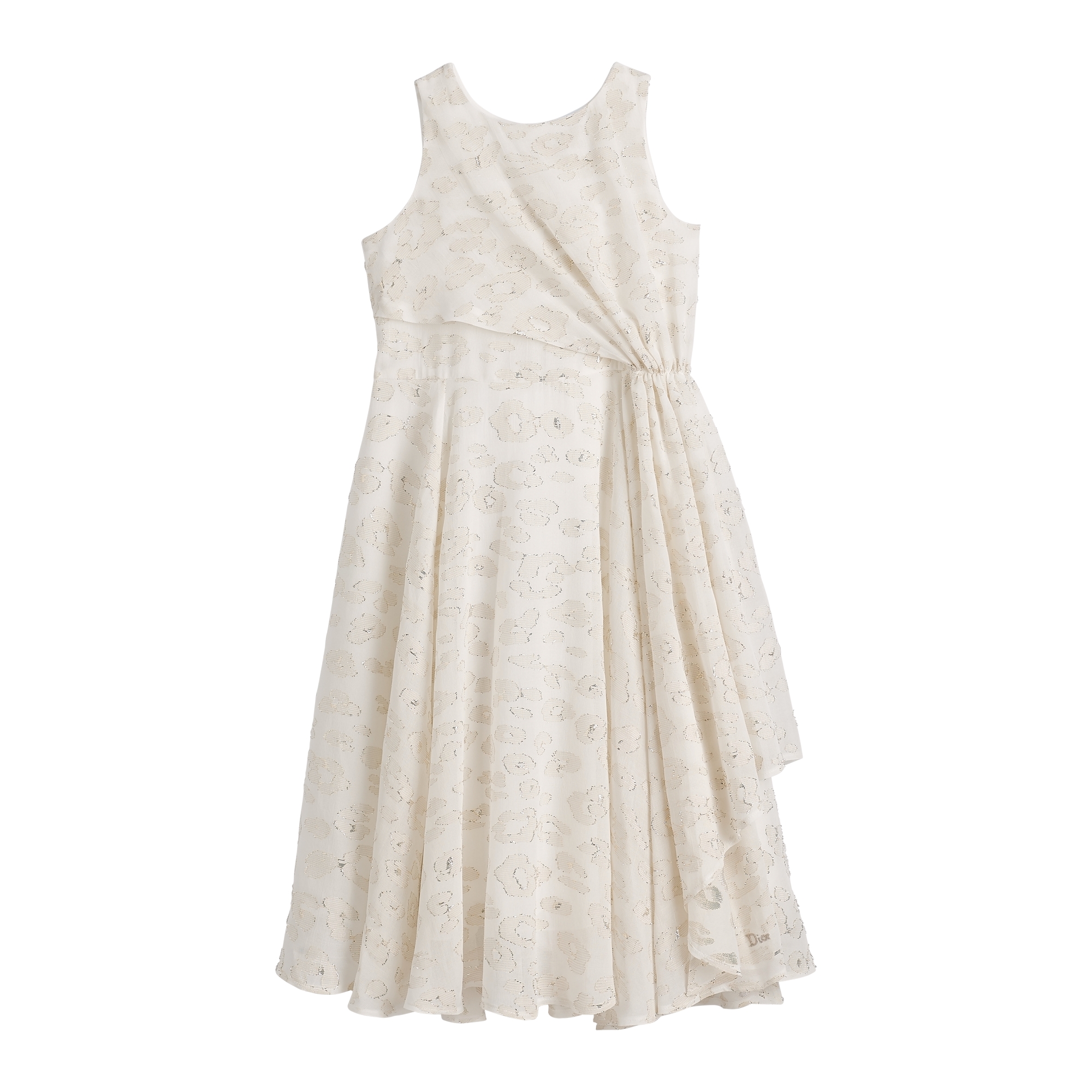 Kids' Long Dress Ivory and Gold-Tone Mizza Fil Coupé Jacquard E01