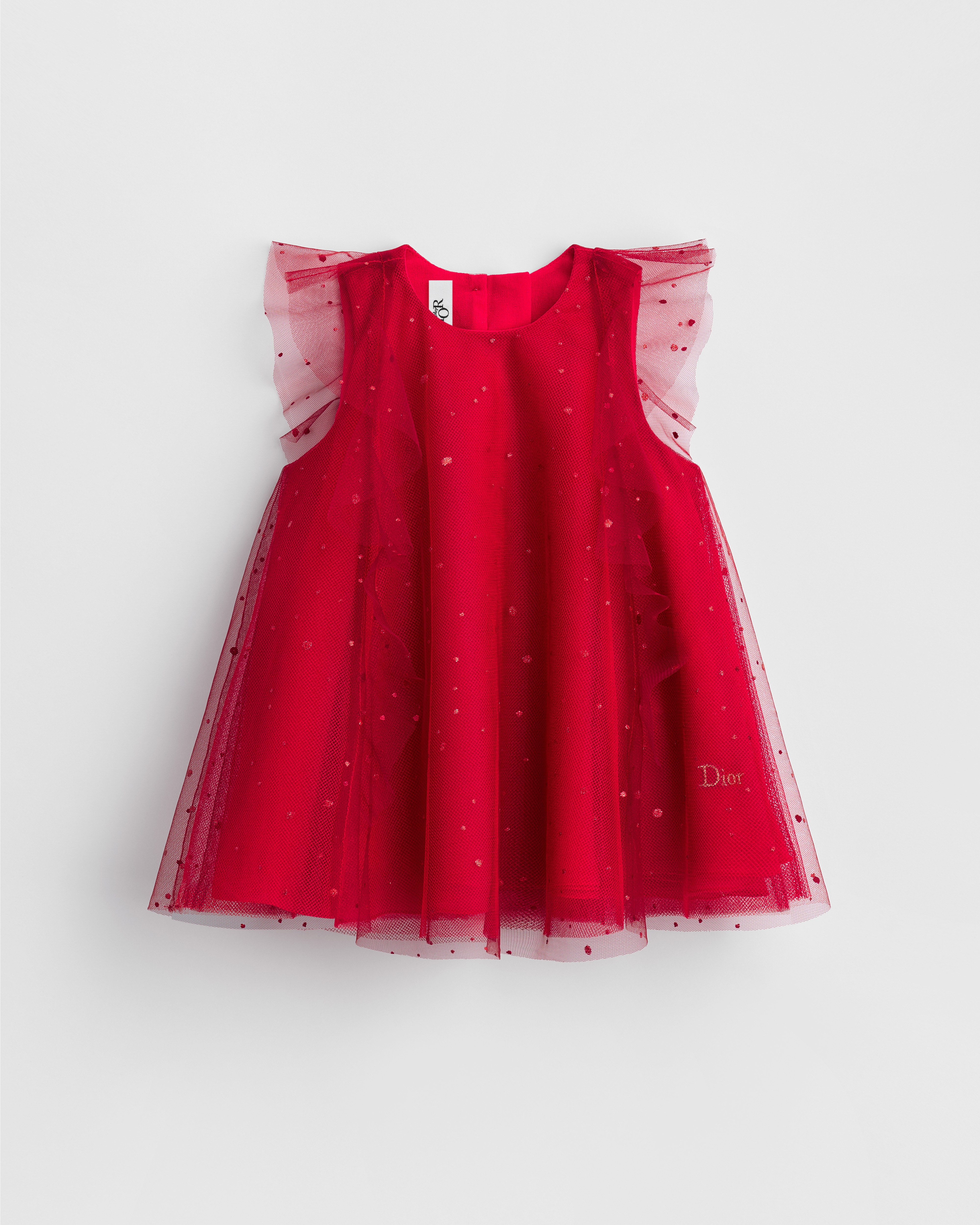 Ausgestelltes Kleid für Babys Tüll mit Glitter-Finish in Rot E01