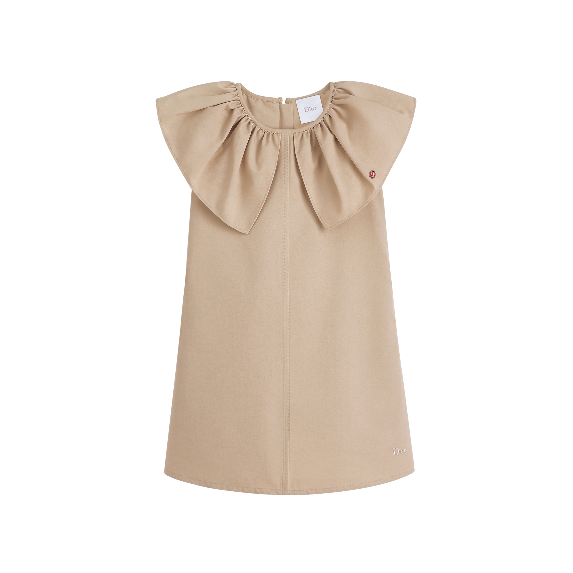 Kids' Straight Dress Beige Cotton-Blend Gabardine E01