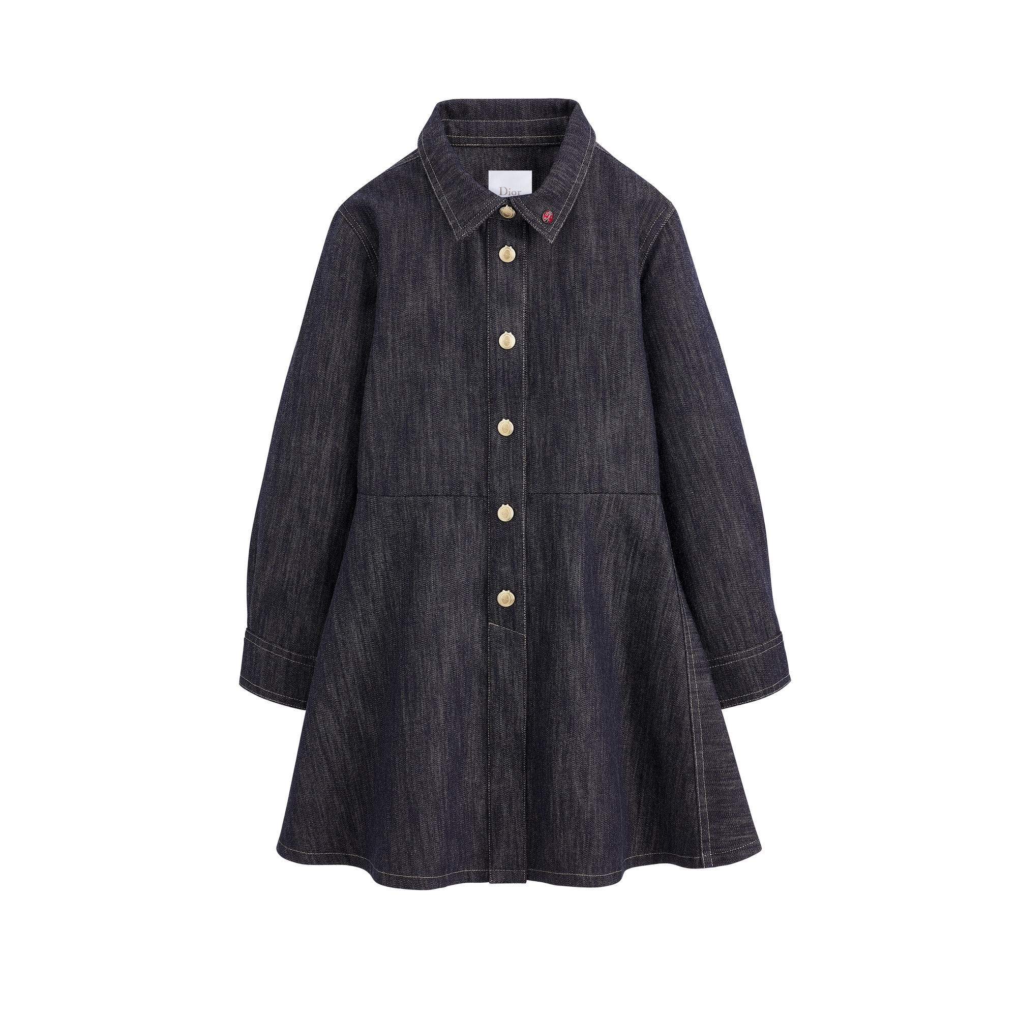 Kids' Flared Dress Denim Blue Cotton Gabardine E01