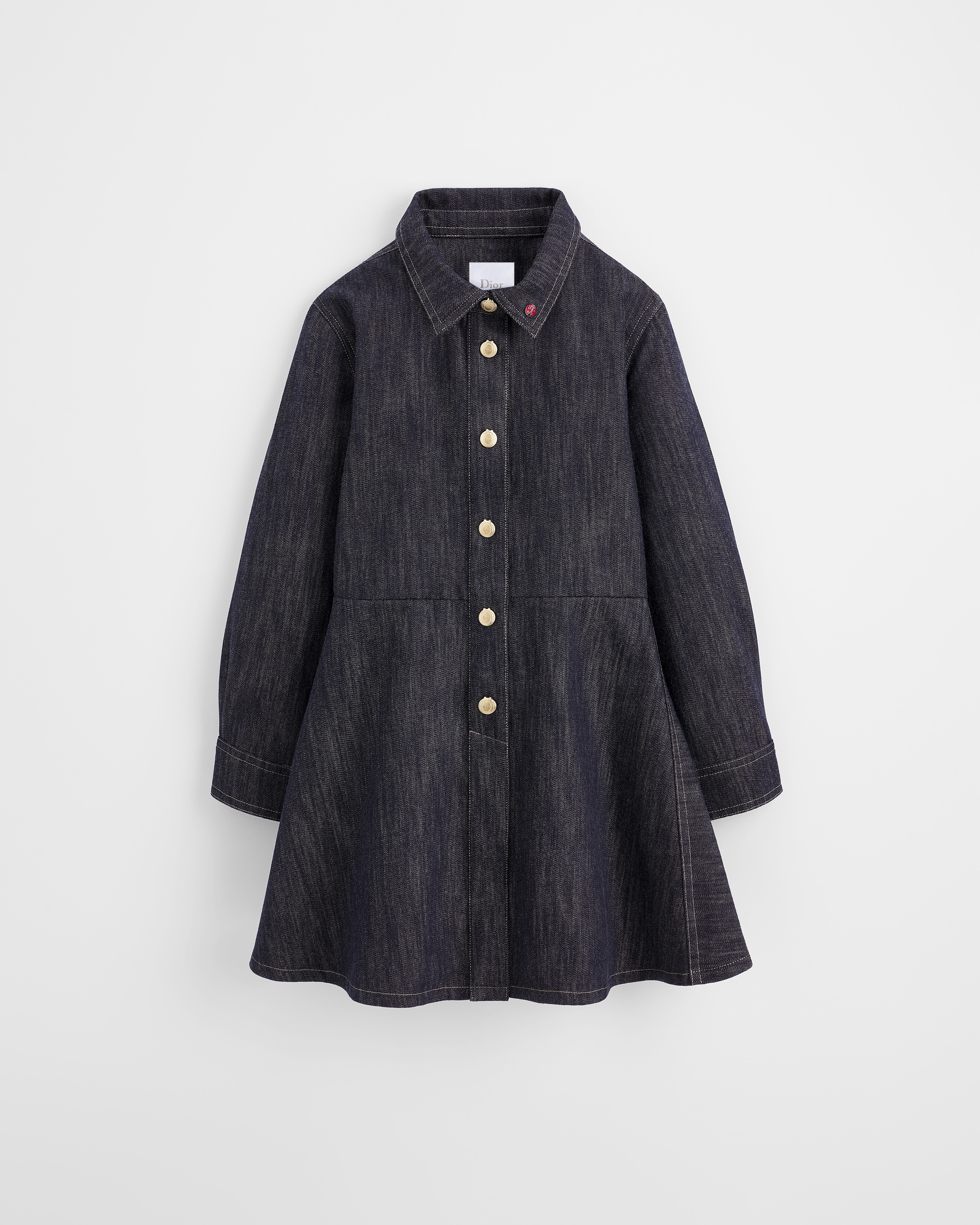 Kids' Flared Dress Denim Blue Cotton Gabardine E01