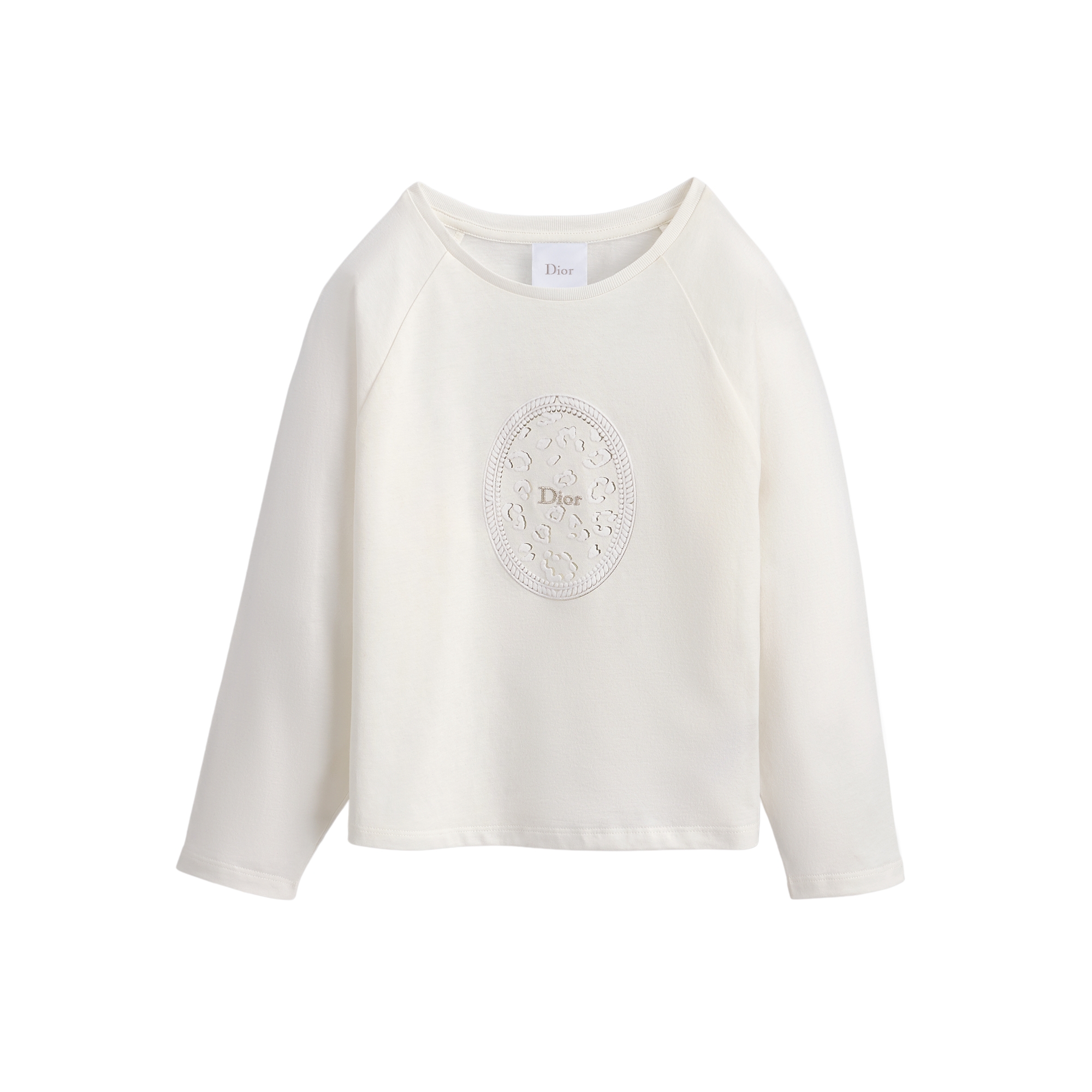 Kids' Long-Sleeved T-Shirt Ivory Cotton Jersey E01