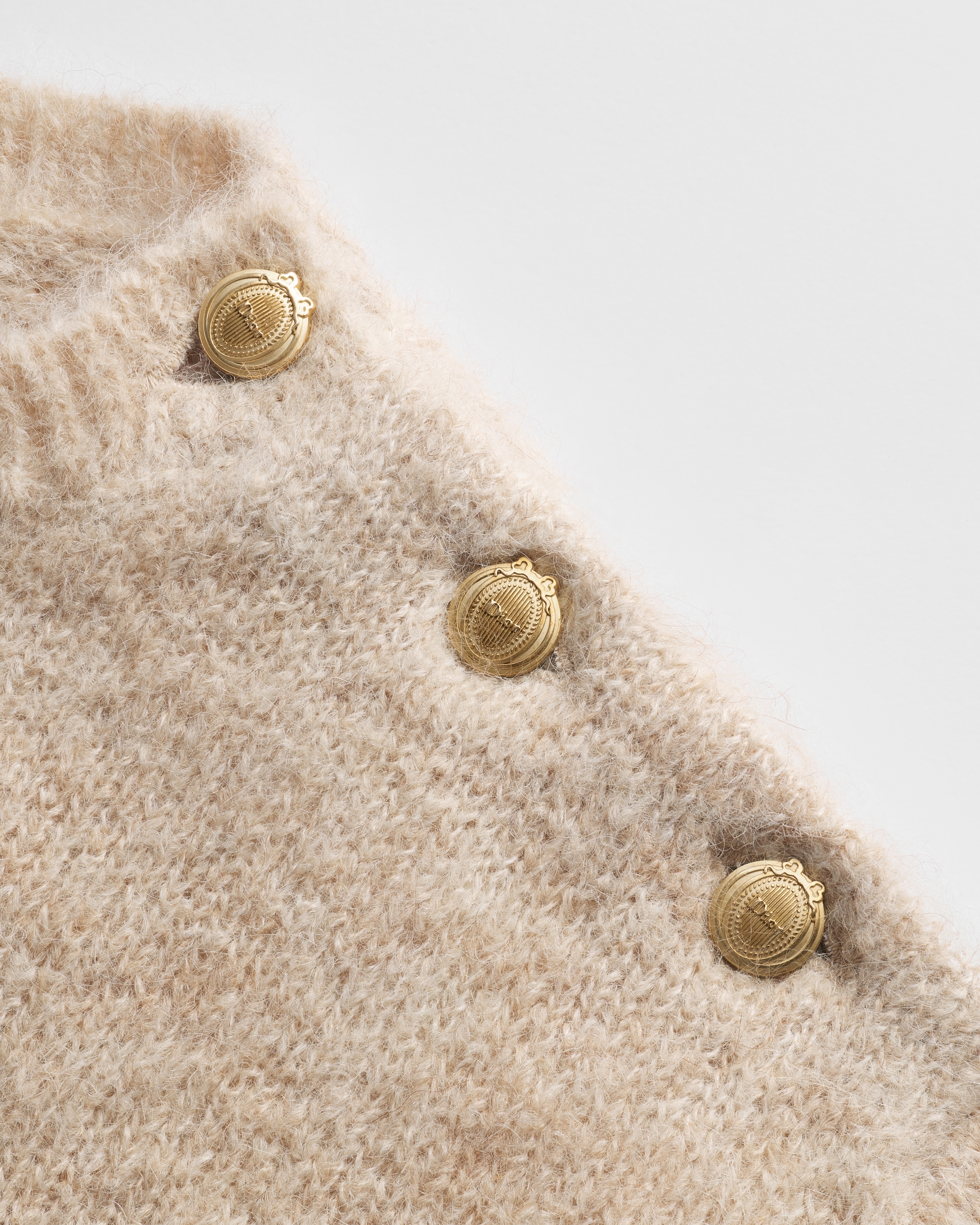Kids' Flared Dress Beige Alpaca Mouliné Knit with Ivory and Pale Gold ...
