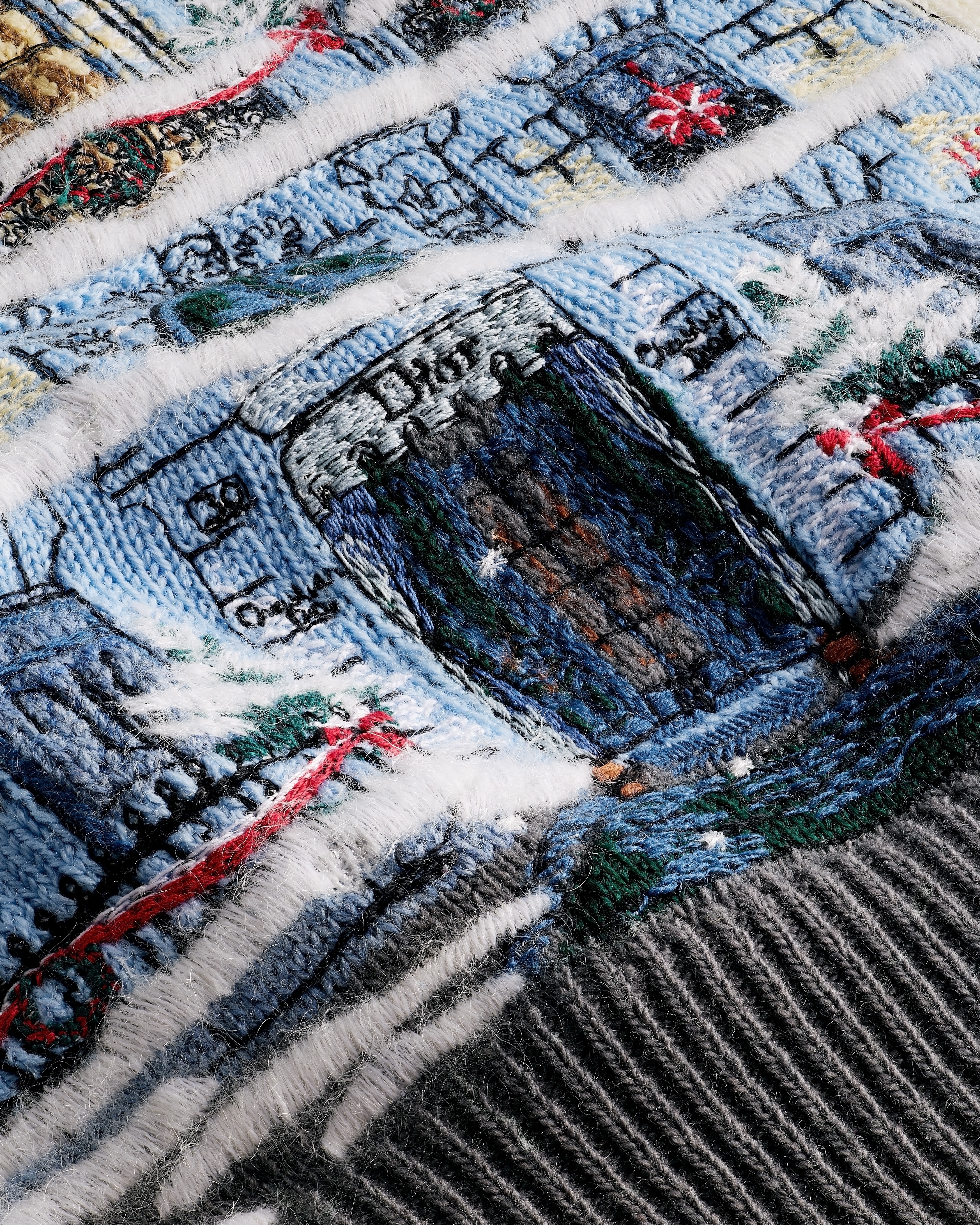 Kids' Sweater White Wool-Cashmere Knit with Multicolor Noël à Montaigne Motif E10