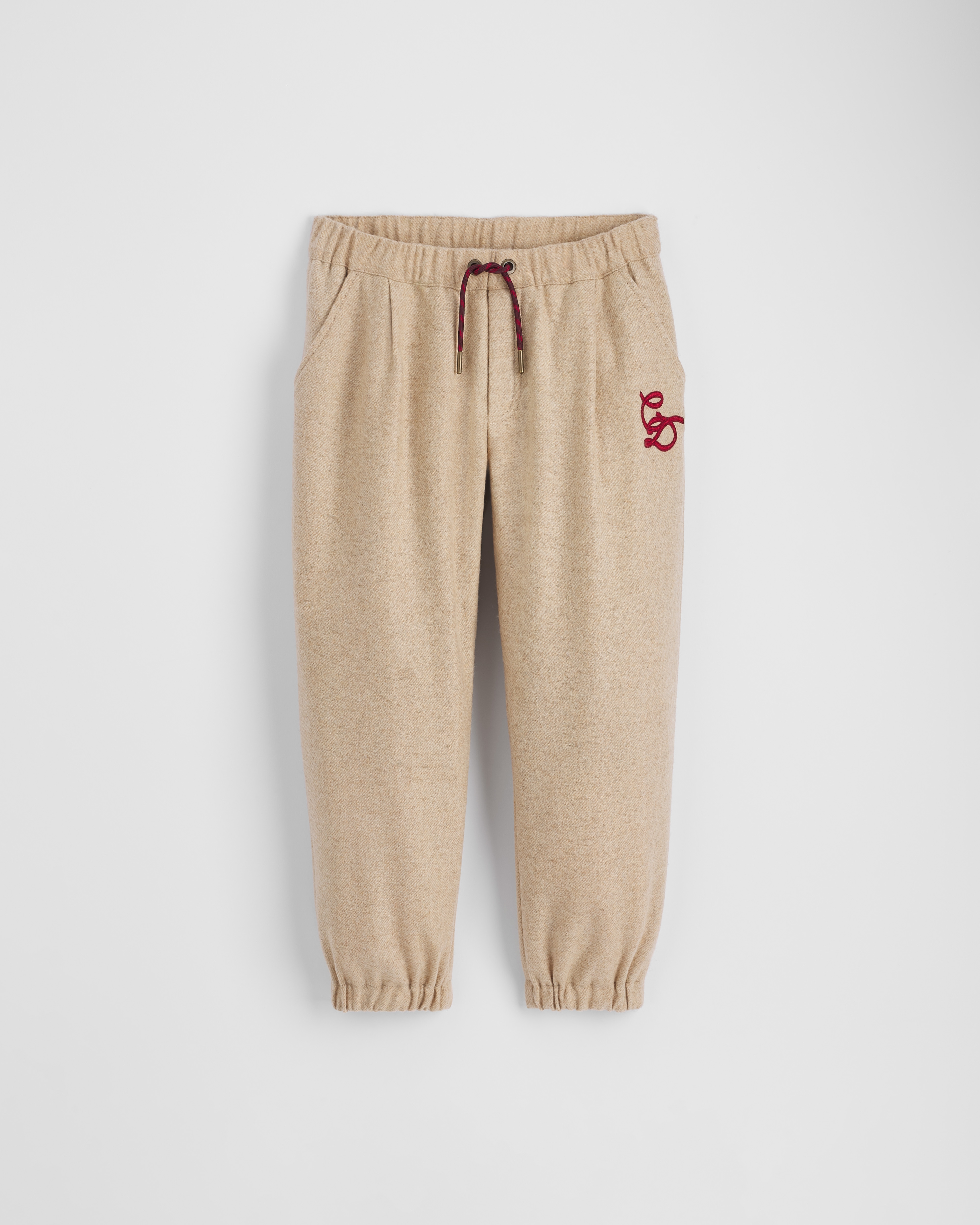 Kids' Track Pants Beige Wool Blend E01