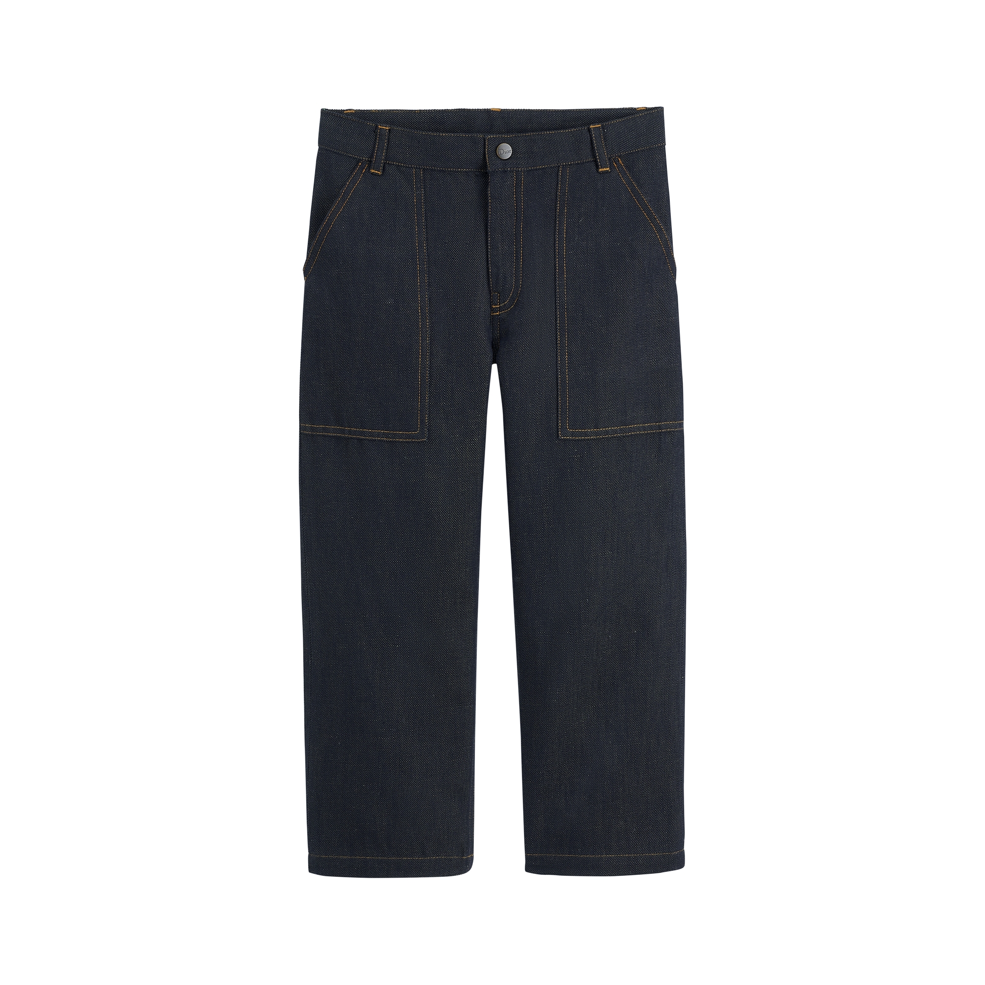 Kids' Pants Denim Blue Cotton and Linen Gabardine E01