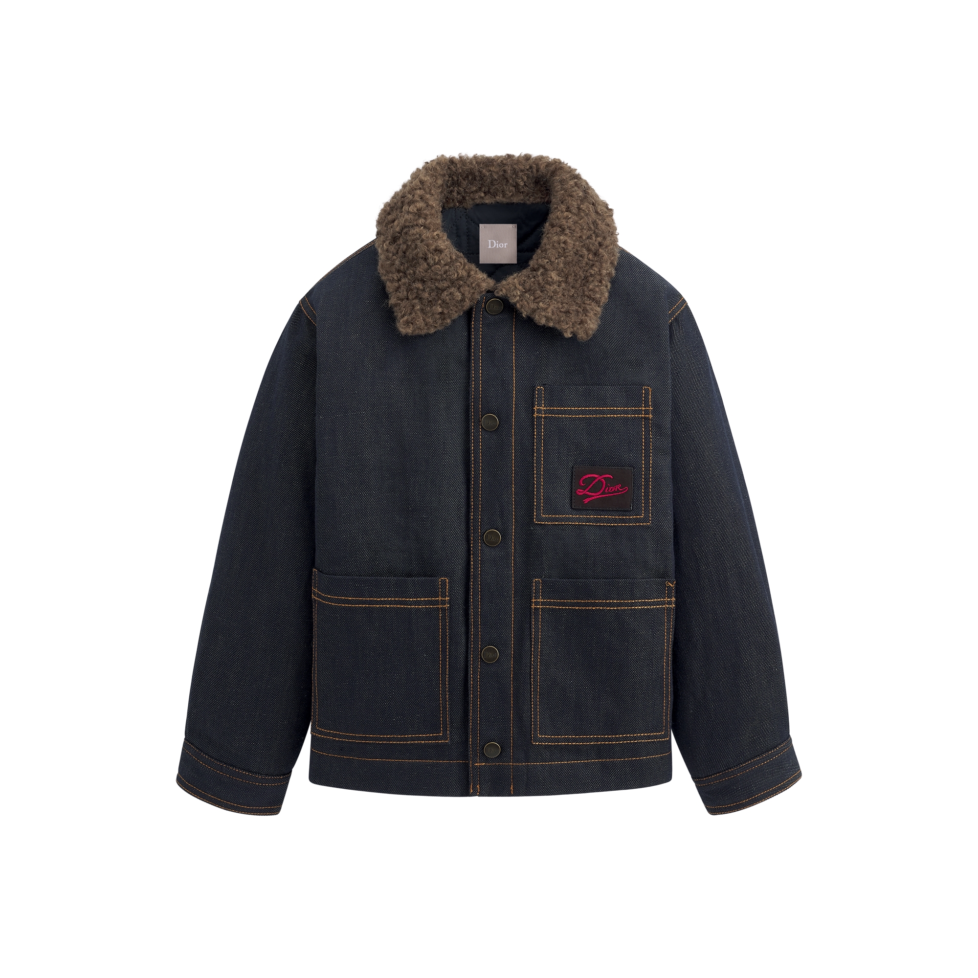 Kids' Jacket Denim Blue Cotton and Linen Quilted Gabardine E01
