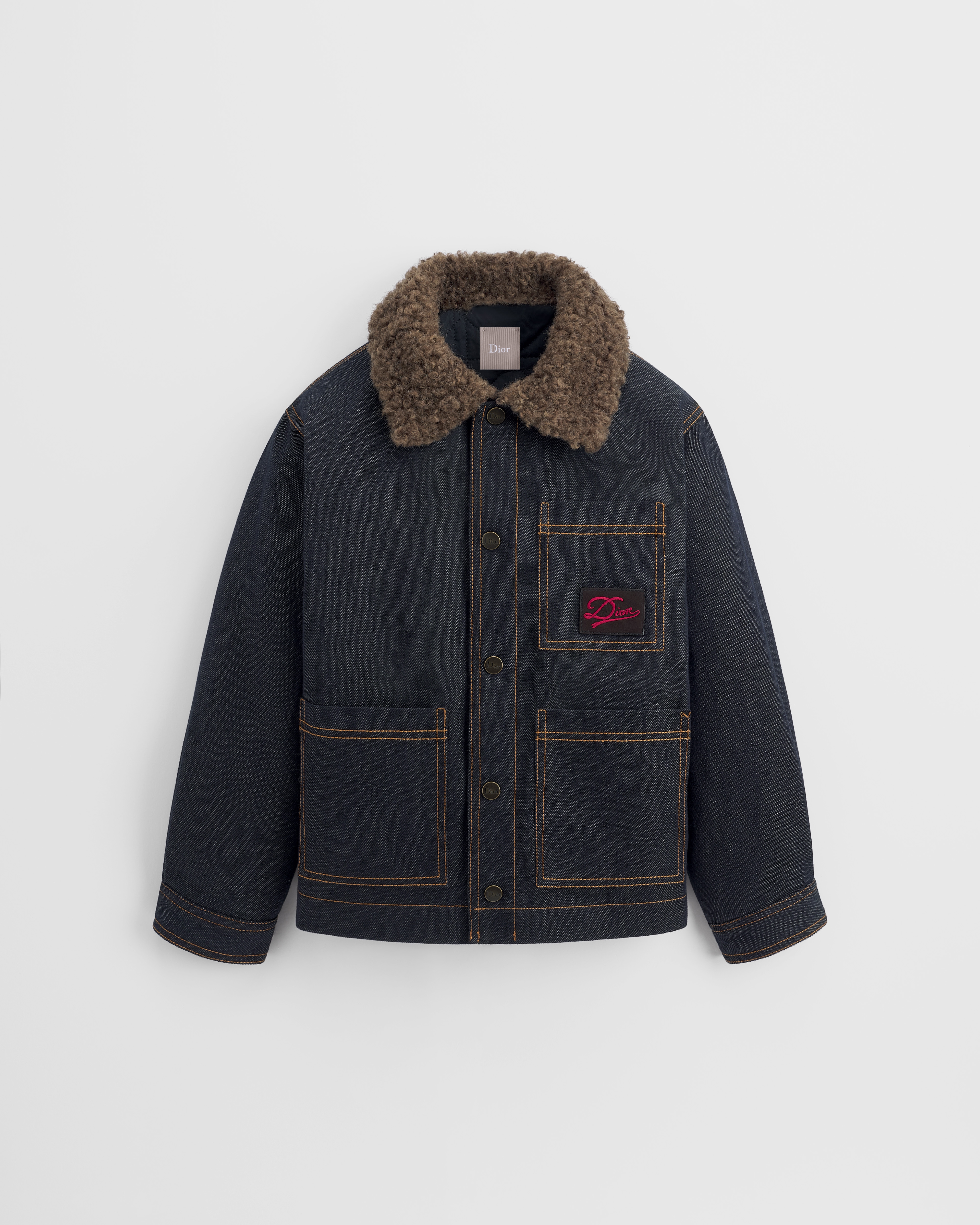 Kids' Jacket Denim Blue Cotton and Linen Quilted Gabardine E01