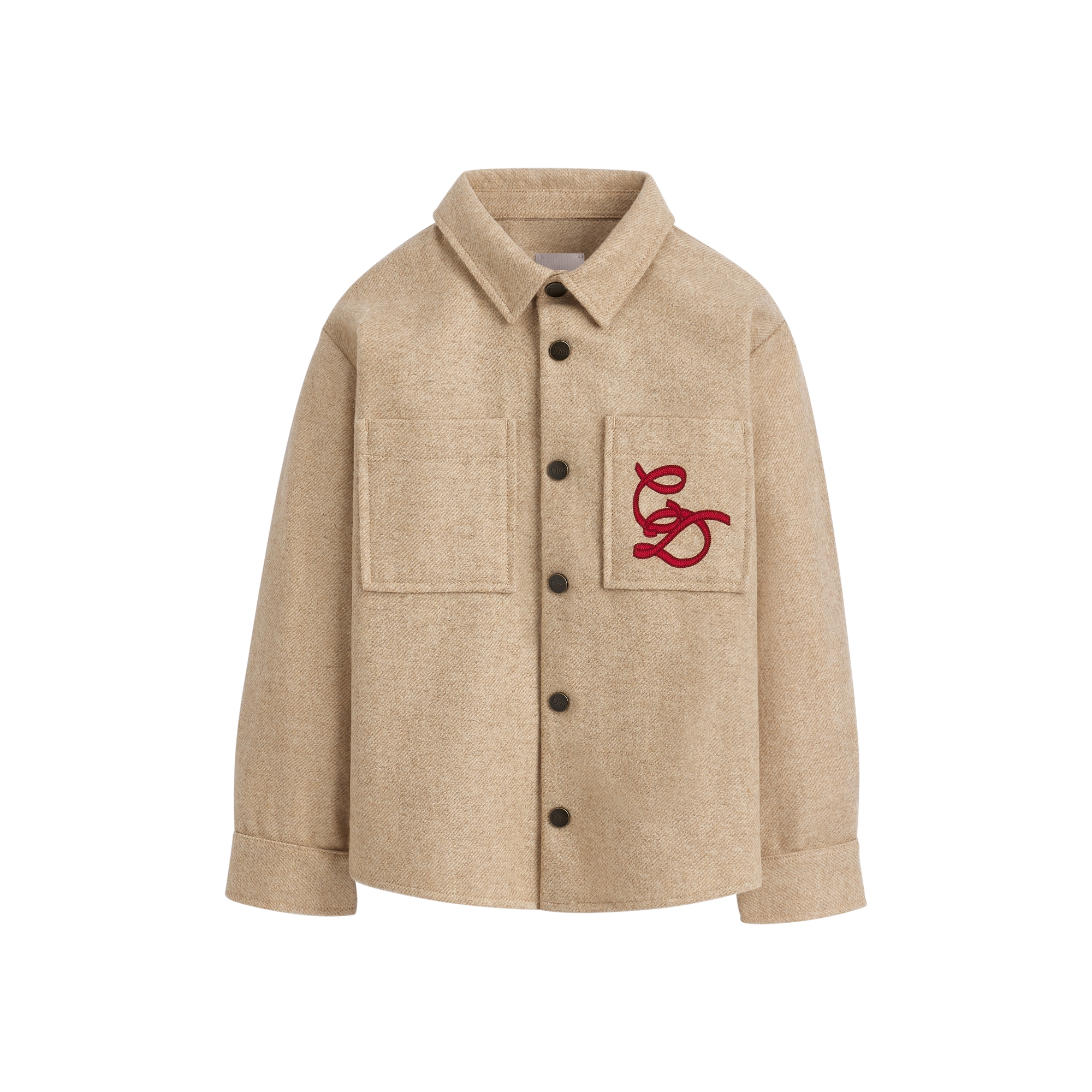 Kids' Overshirt Beige Wool Blend E01