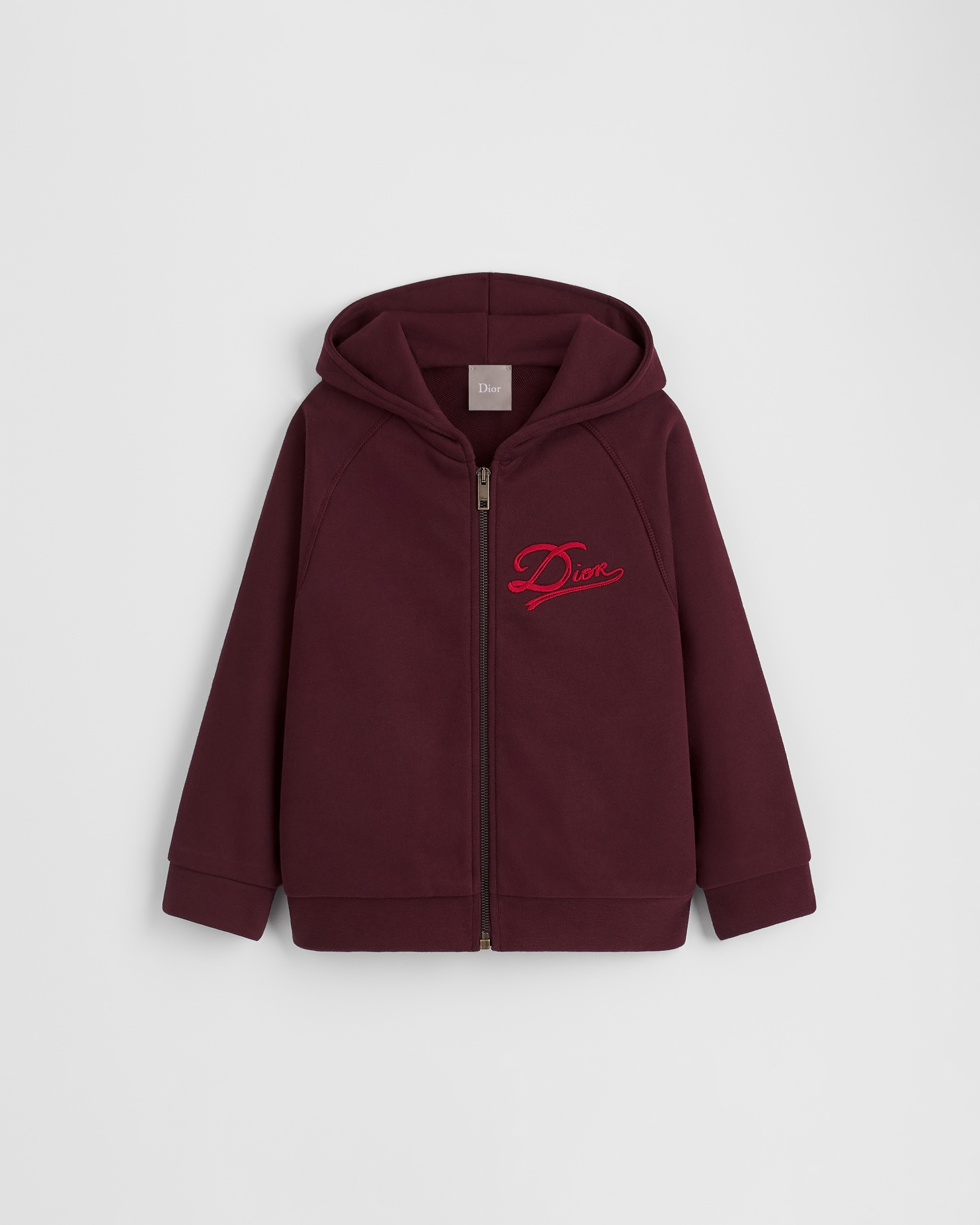 Sudadera con capucha y cremallera infantil Felpa de algodón borgoña E01