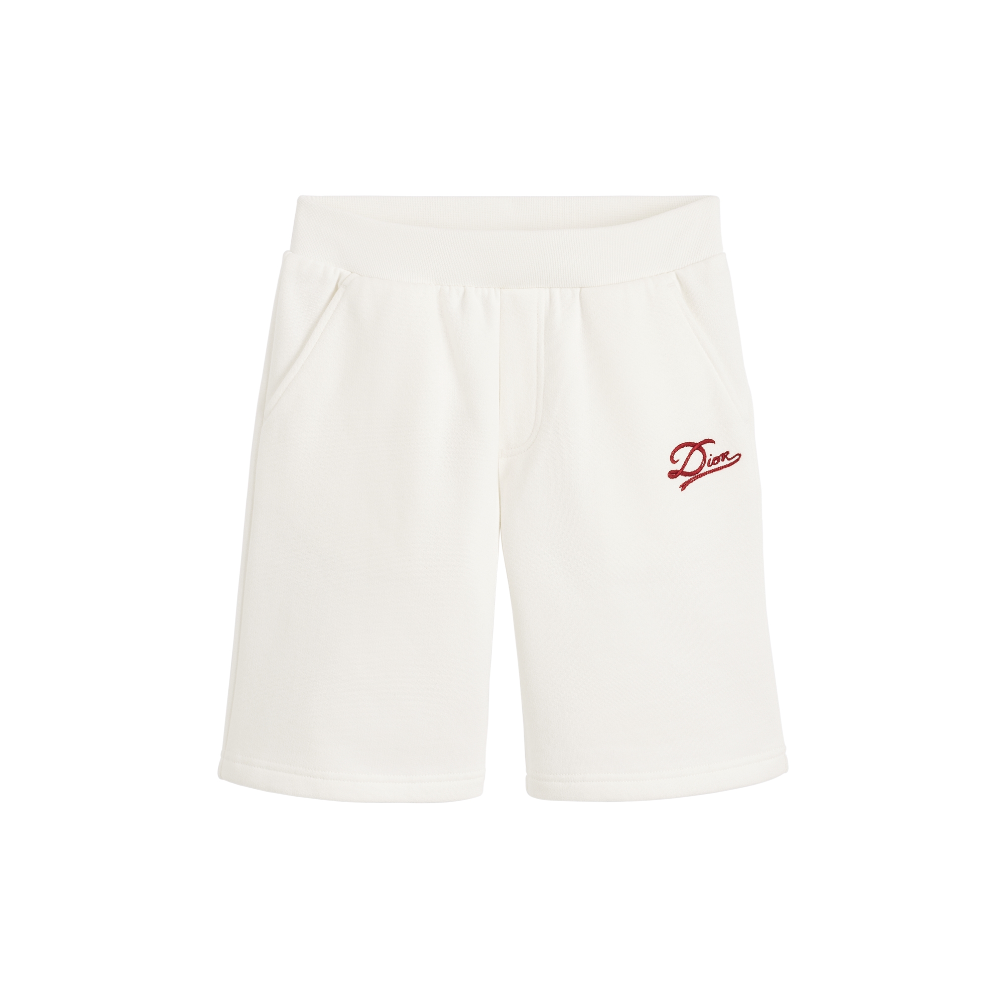 Kids' Track Shorts Ivory Brushed Cotton Fleece E01