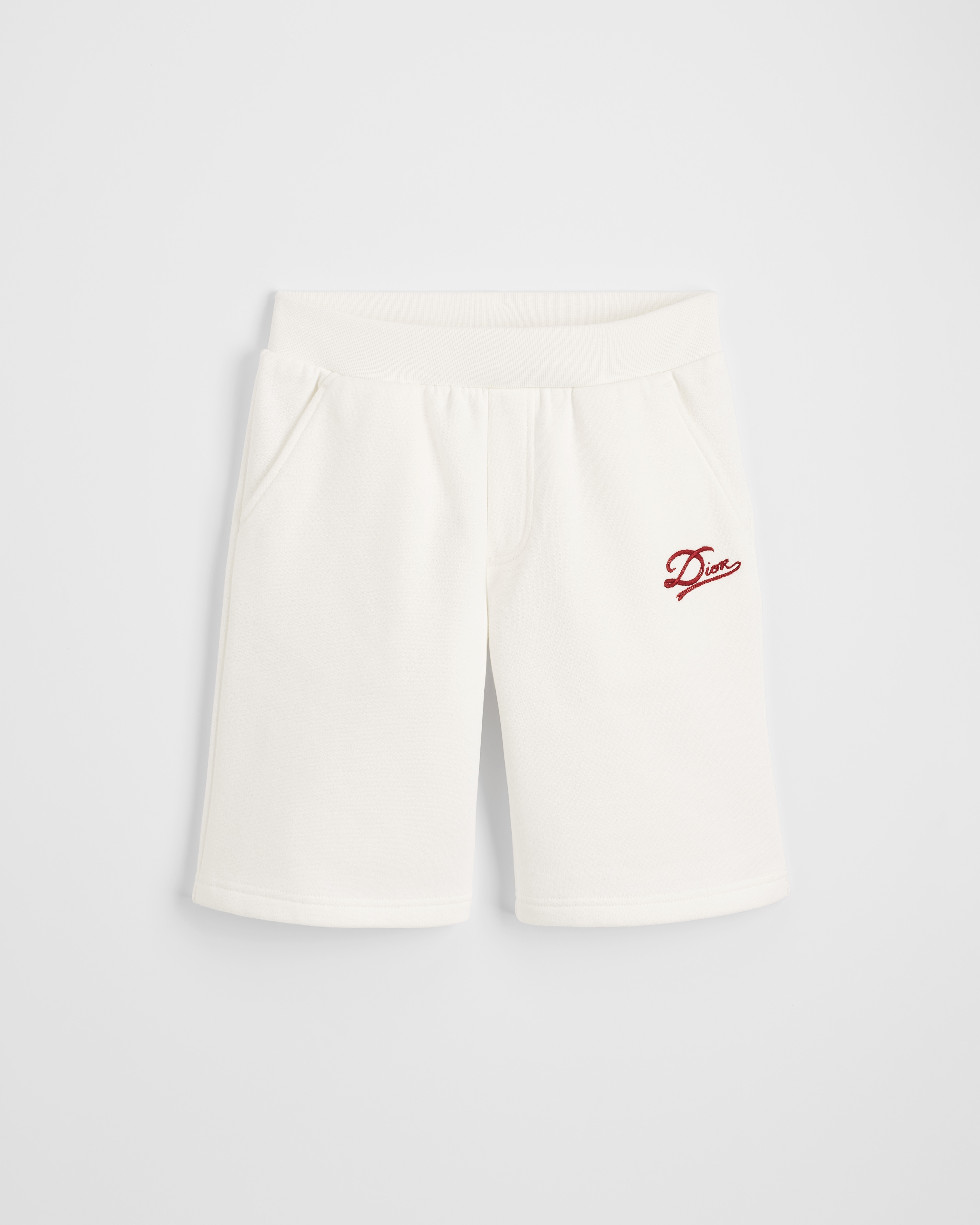 Kids' Track Shorts Ivory Brushed Cotton Fleece E01