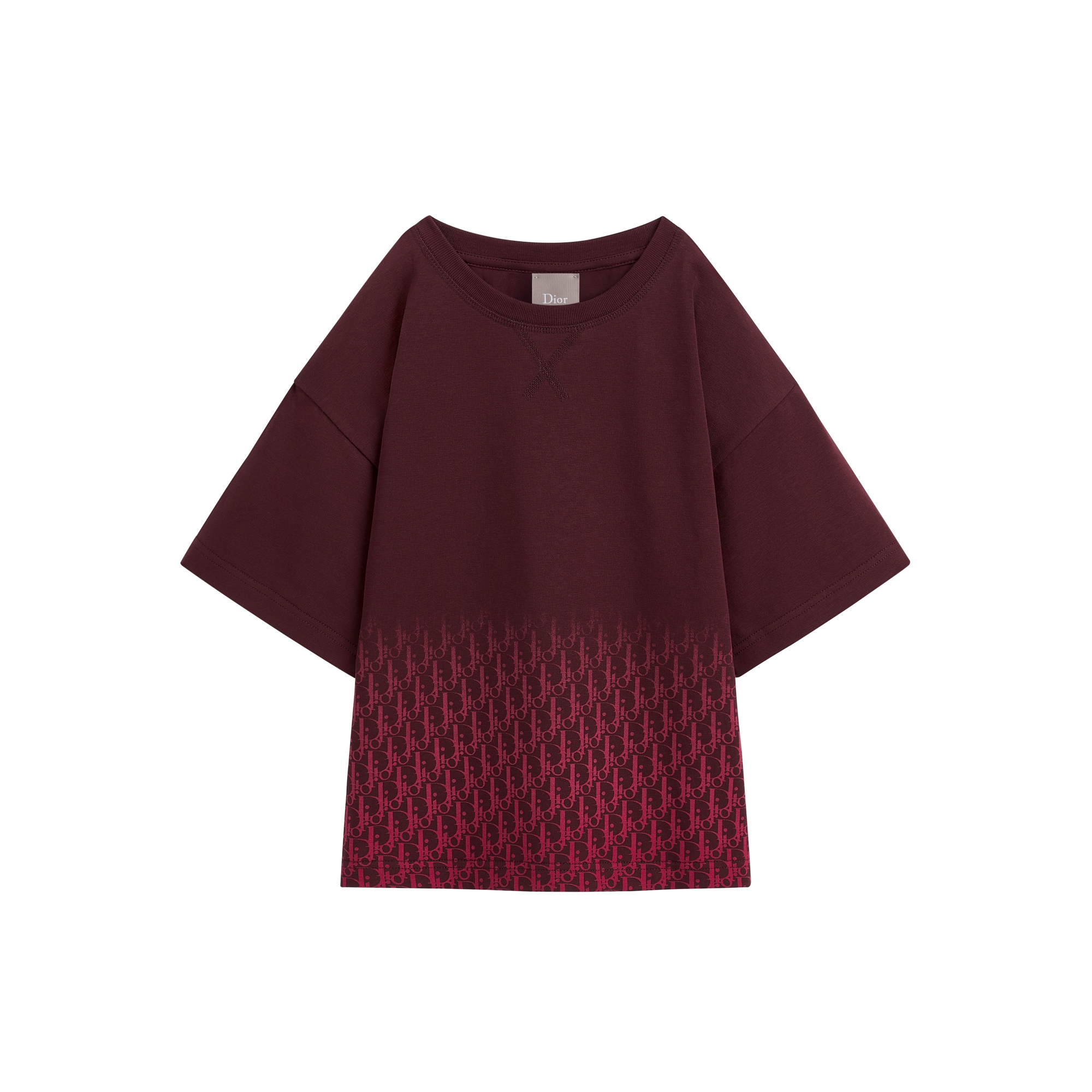 Kids' T-Shirt Burgundy Dior Oblique Cotton Jersey E01