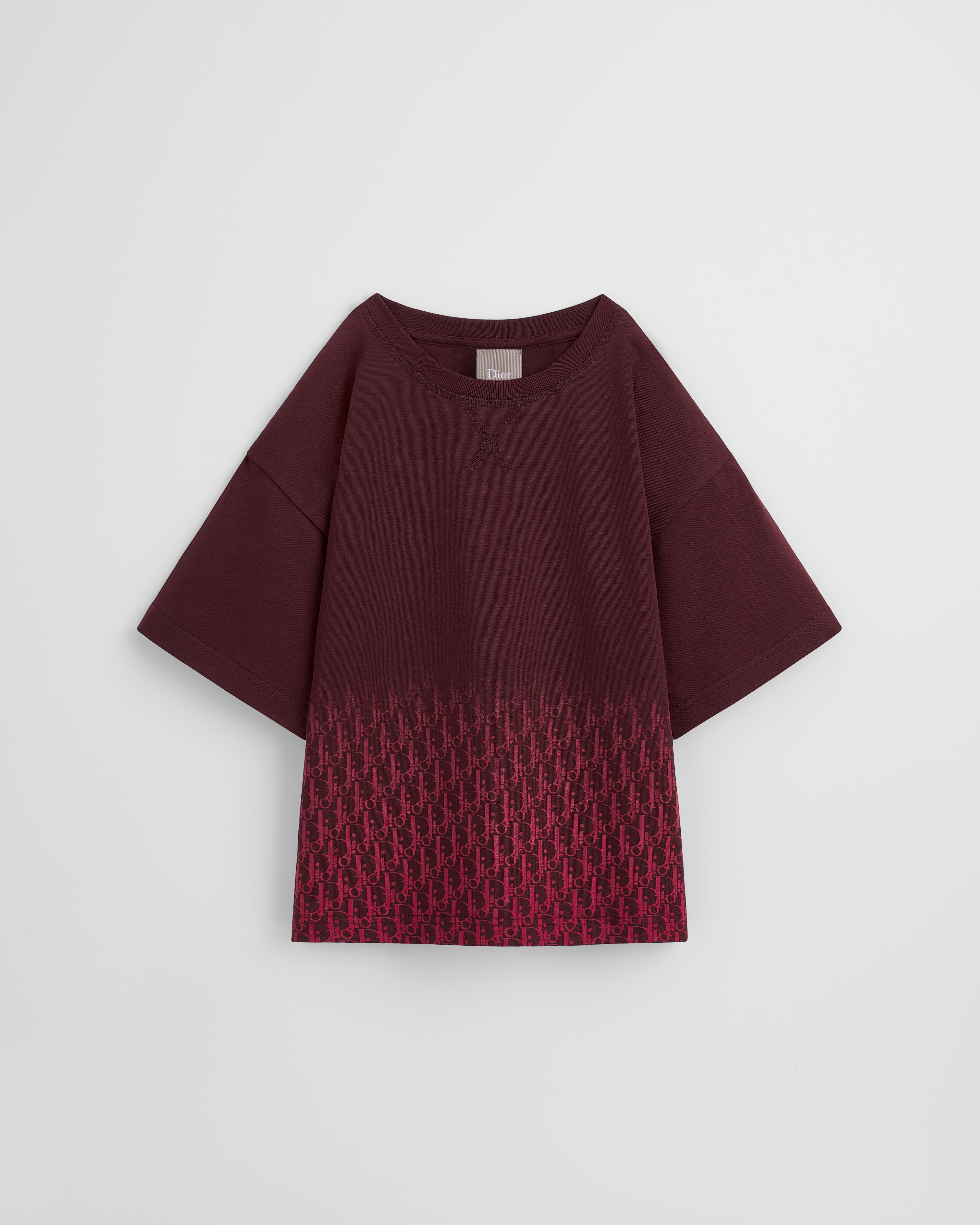 Kids' T-Shirt Burgundy Dior Oblique Cotton Jersey E01