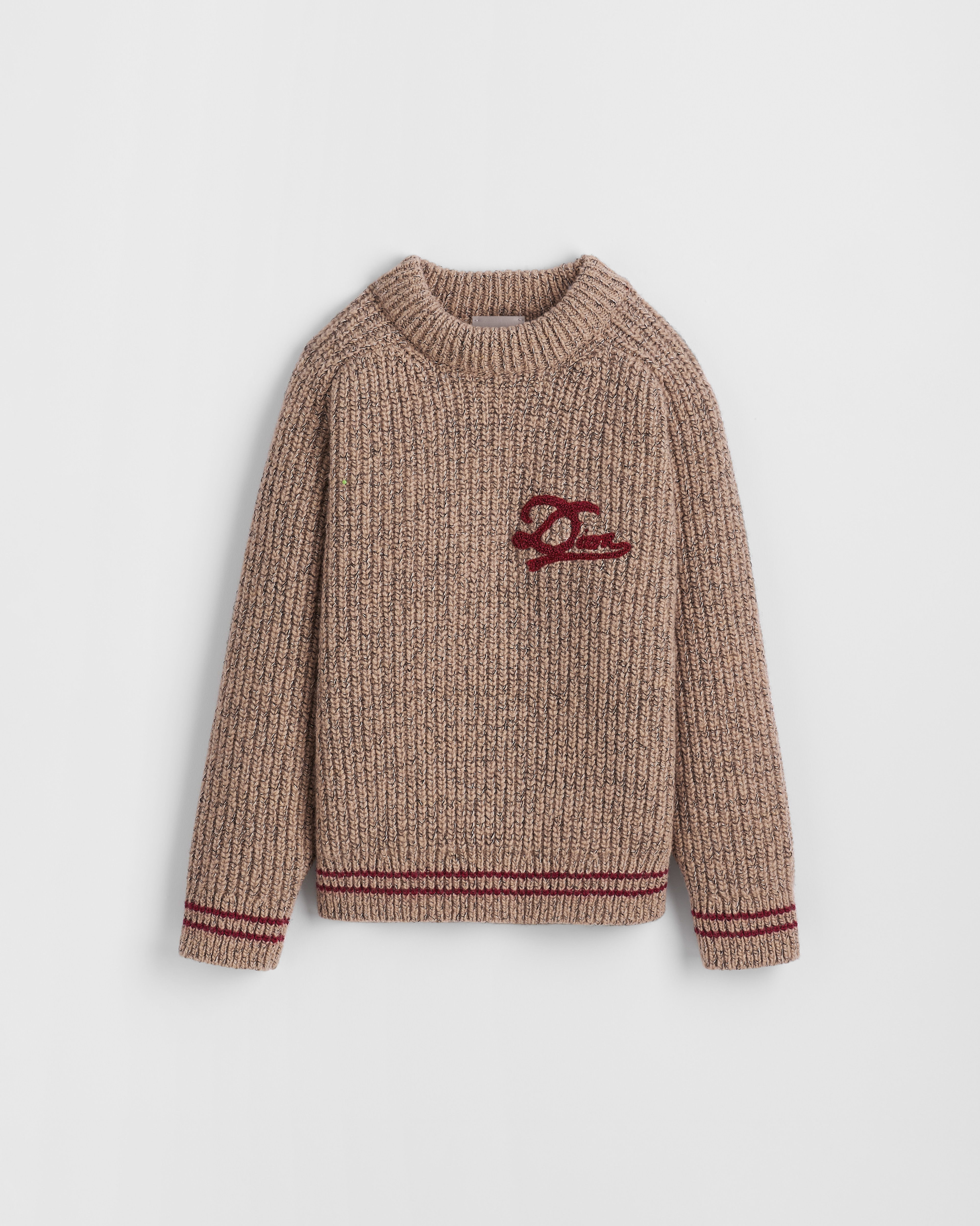 Kids' Sweater Beige Wool, Silk and Cashmere Mouliné Knit E01