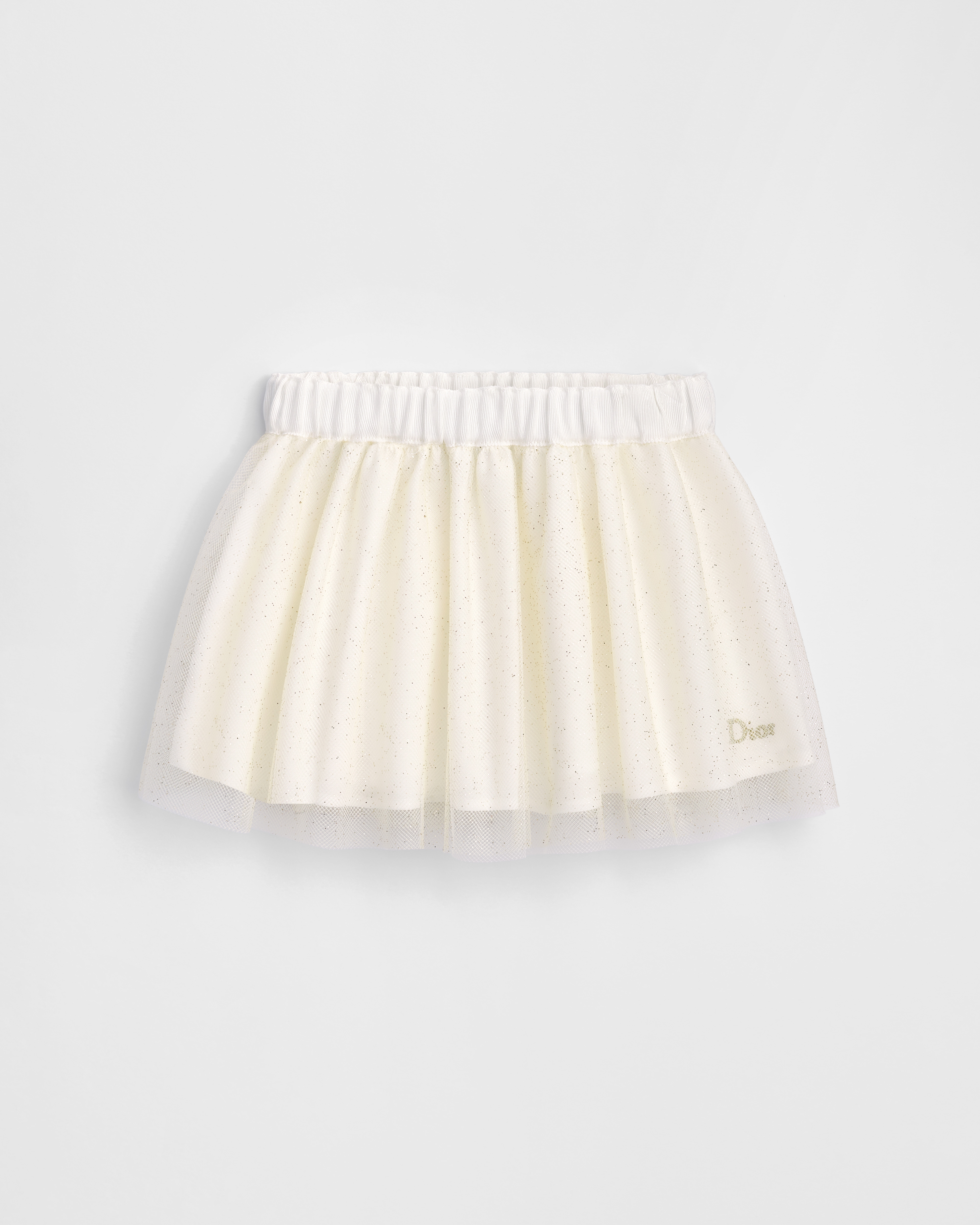 Baby Flared Skirt Ivory and Pale Gold-Tone Glitter Tulle E01
