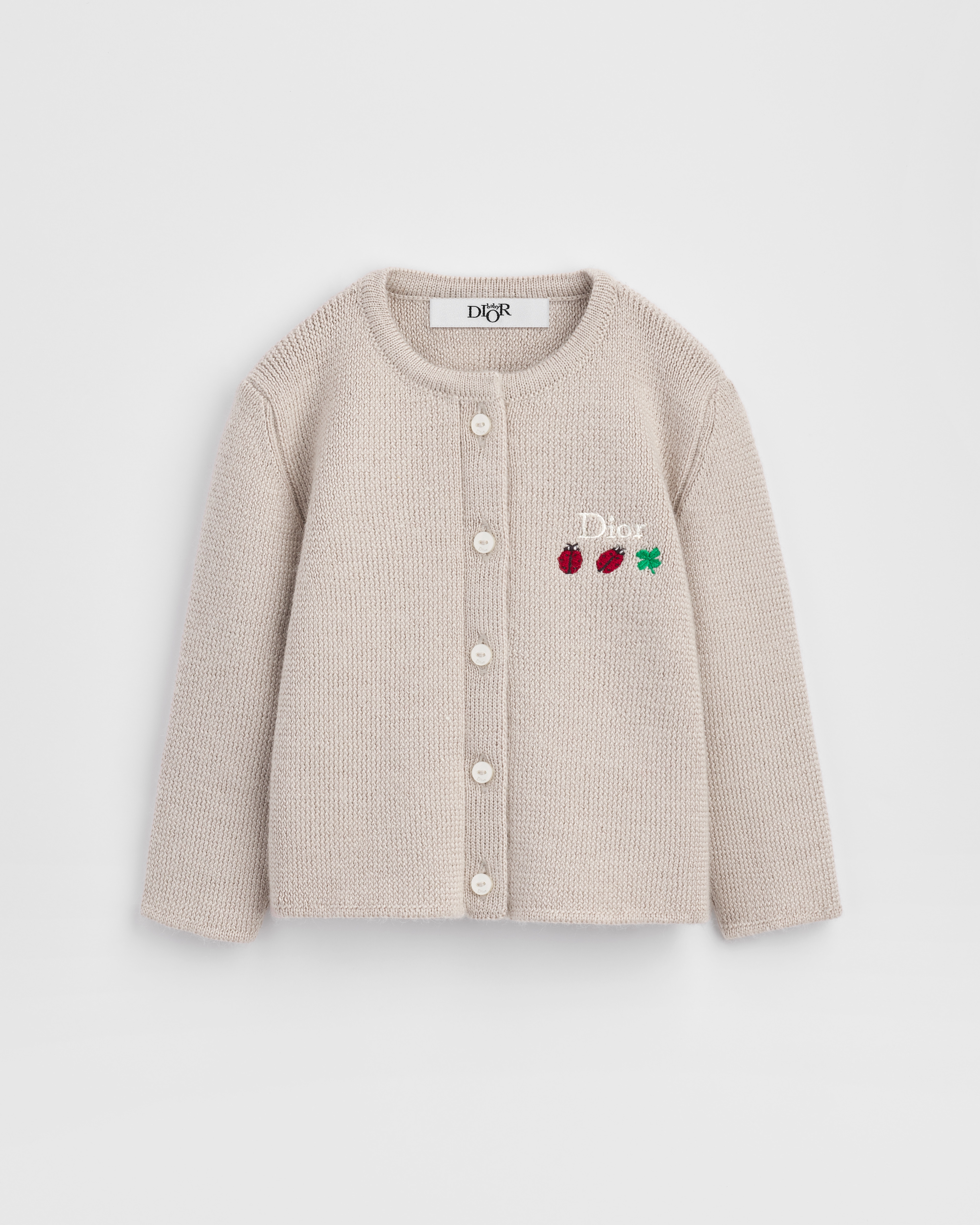 Cardigan für Babys Mouliné-Strick aus Alpakawolle, Wolle und Seide in Beige E01