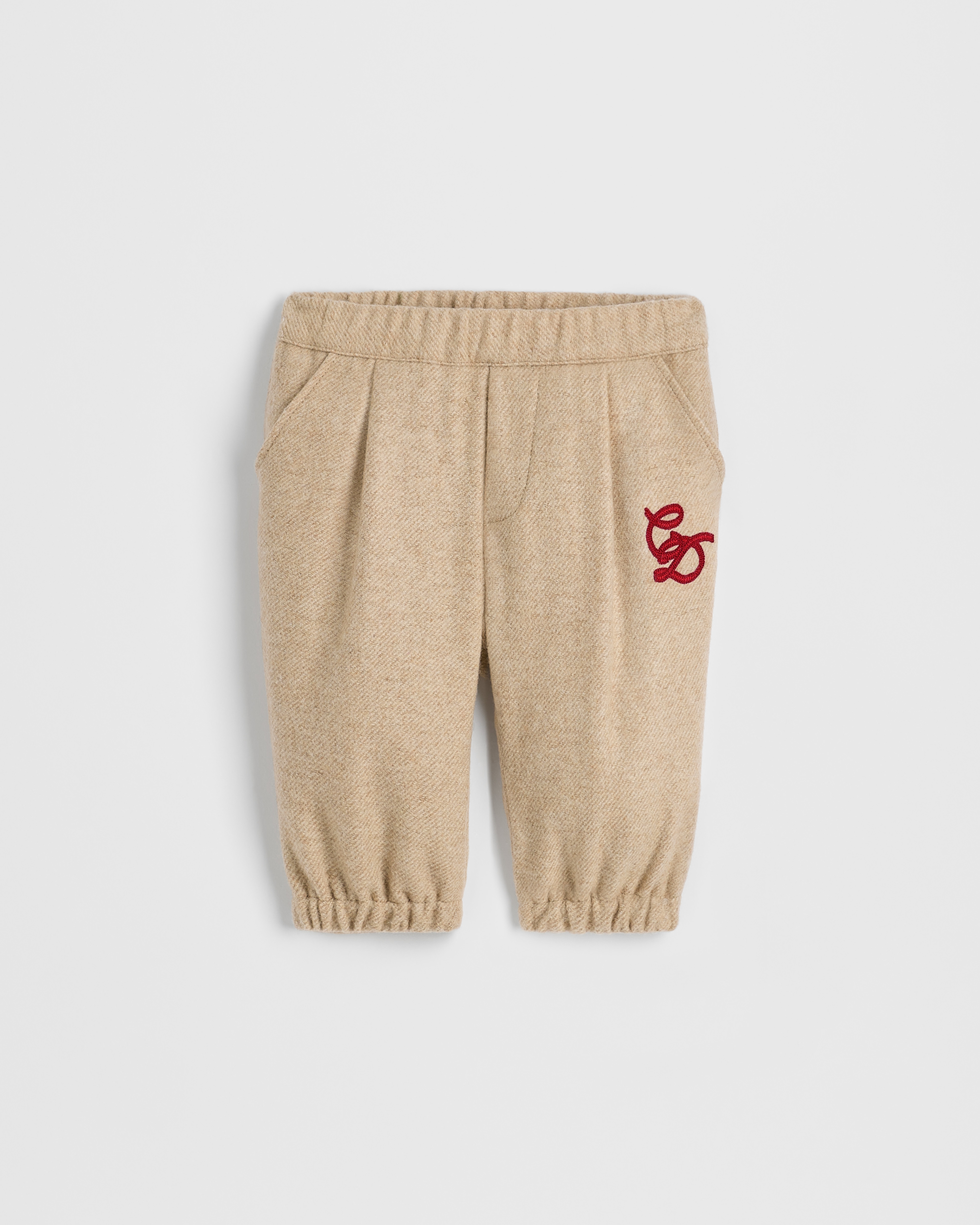 Baby Track Pants Beige Wool Blend E01