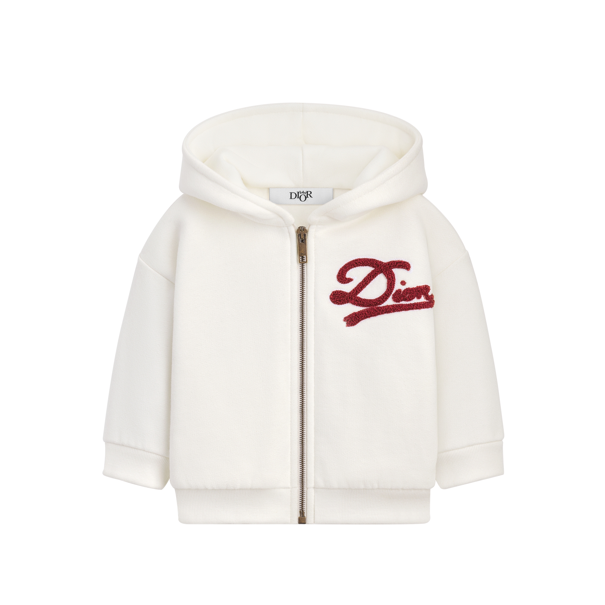 Baby Zipped Hooded Sweatshirt Ivory Brushed Cotton Fleece E01