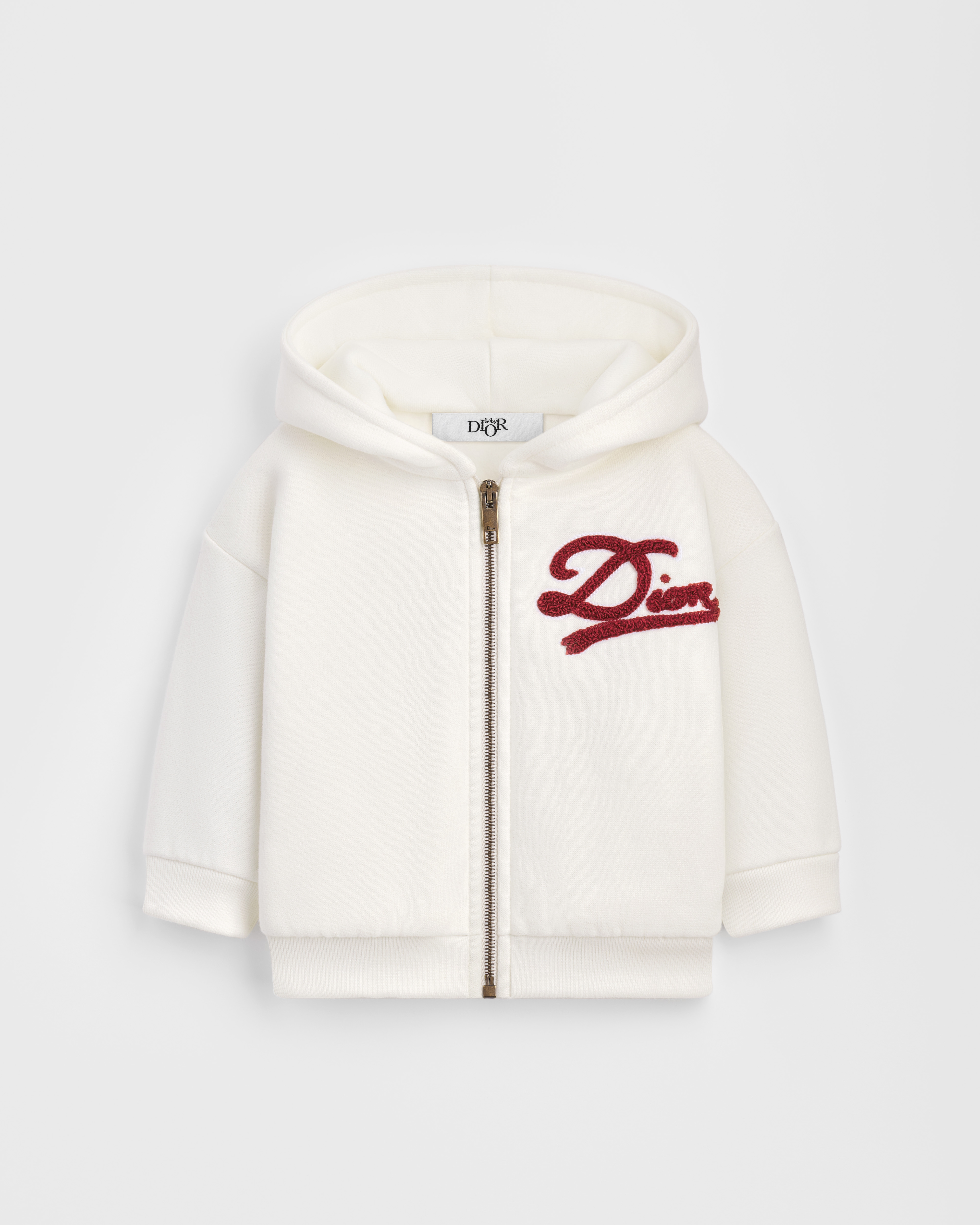 Baby Zipped Hooded Sweatshirt Ivory Brushed Cotton Fleece E01
