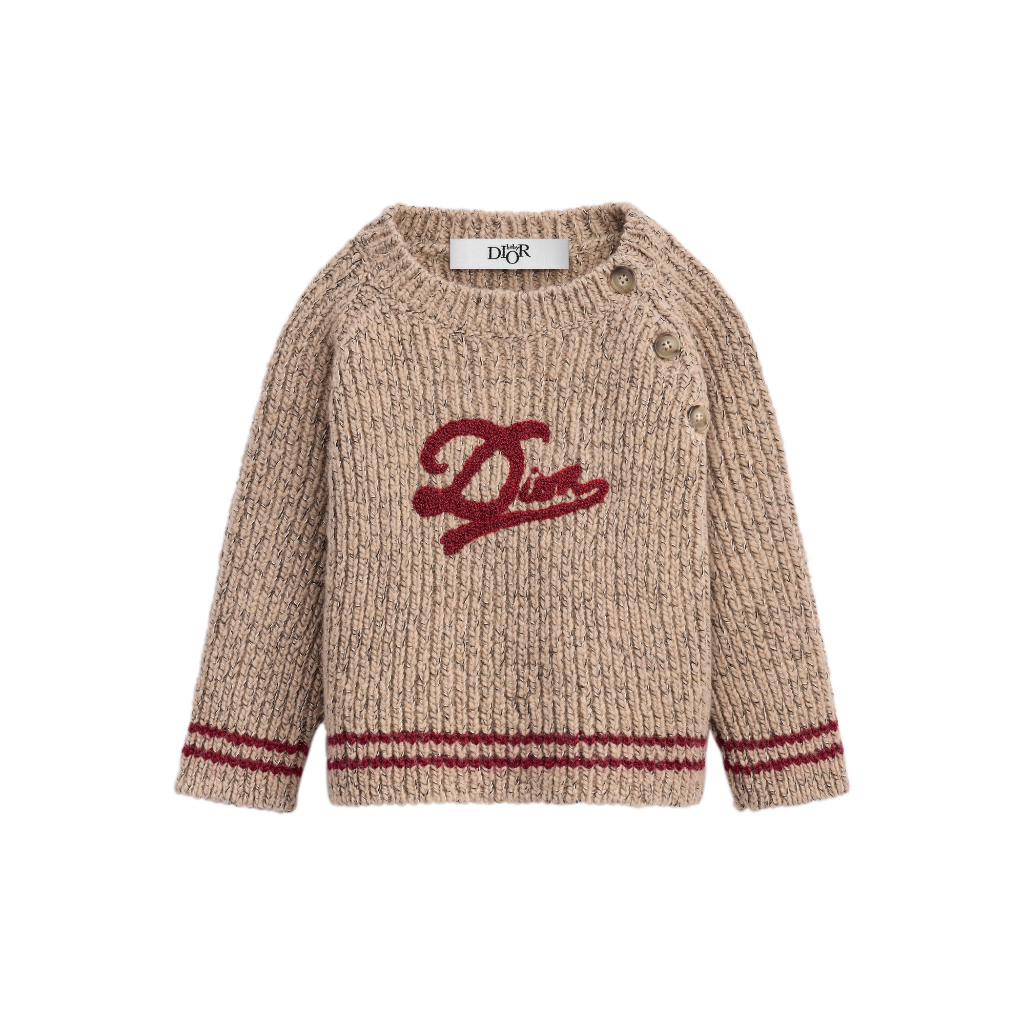 Baby Sweater Beige Wool, Silk and Cashmere Mouliné Knit E01