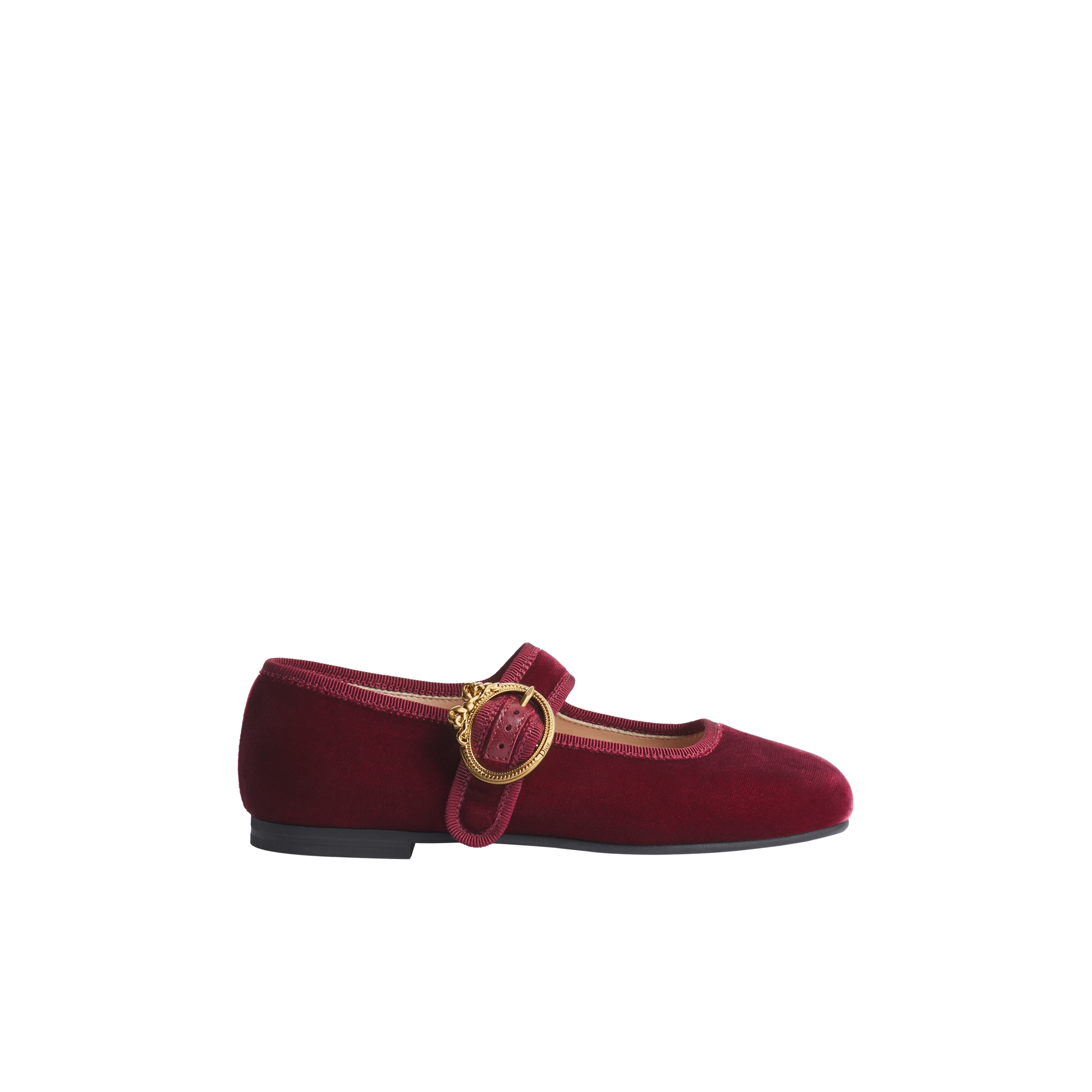 Kids' Ballet Flat Burgundy Velvet E02