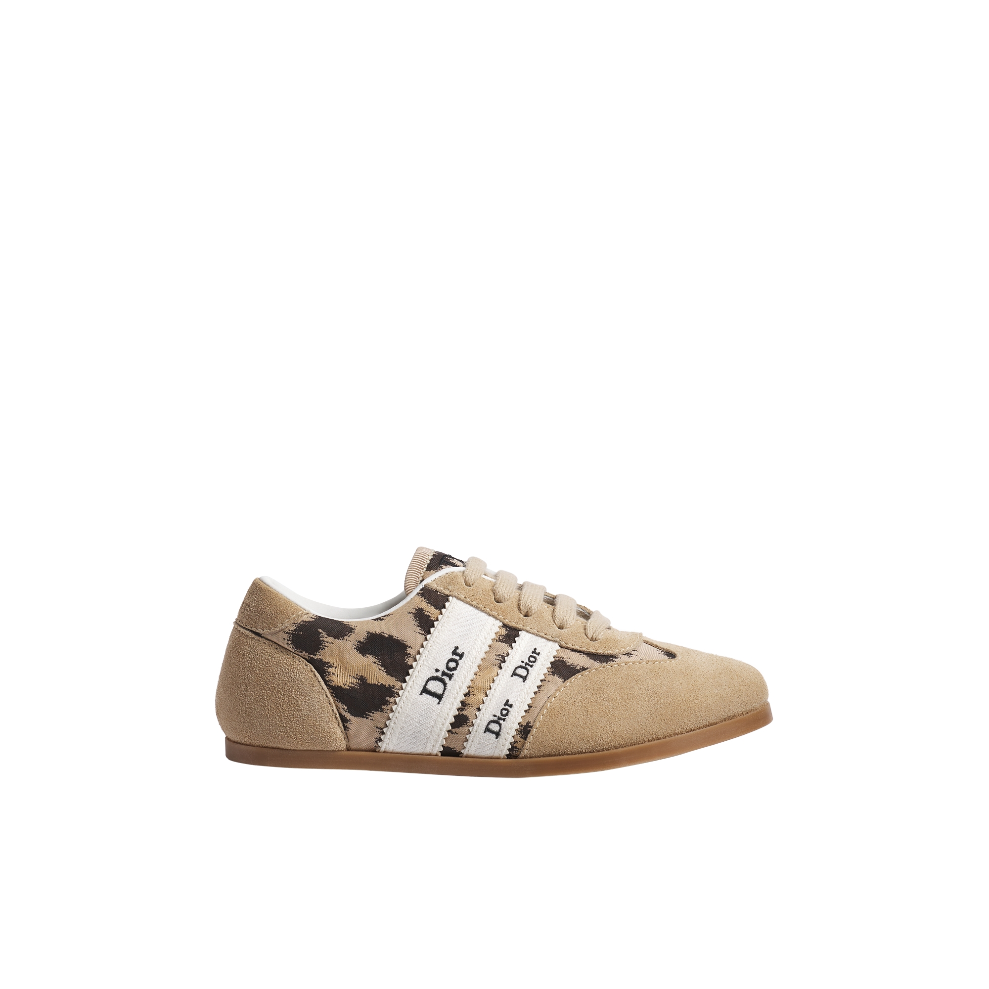 Kids' Dior Ribbon Sneaker Beige Suede Calfskin and Natural Mizza Motif Printed Fabric E02