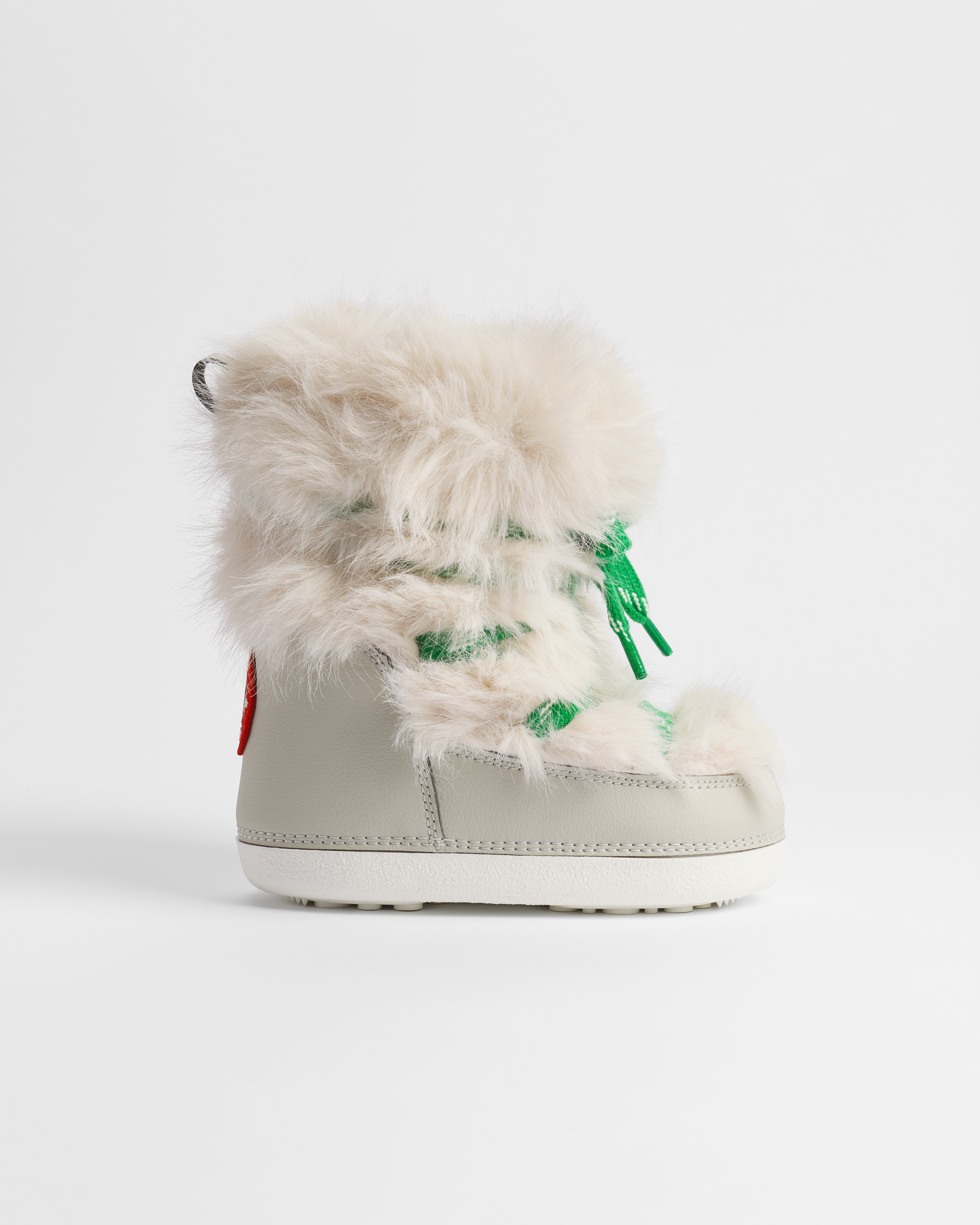 Kids' Après-Ski Boot Light Beige Water-Repellent Leather-Effect Fabric and Faux Fur E02
