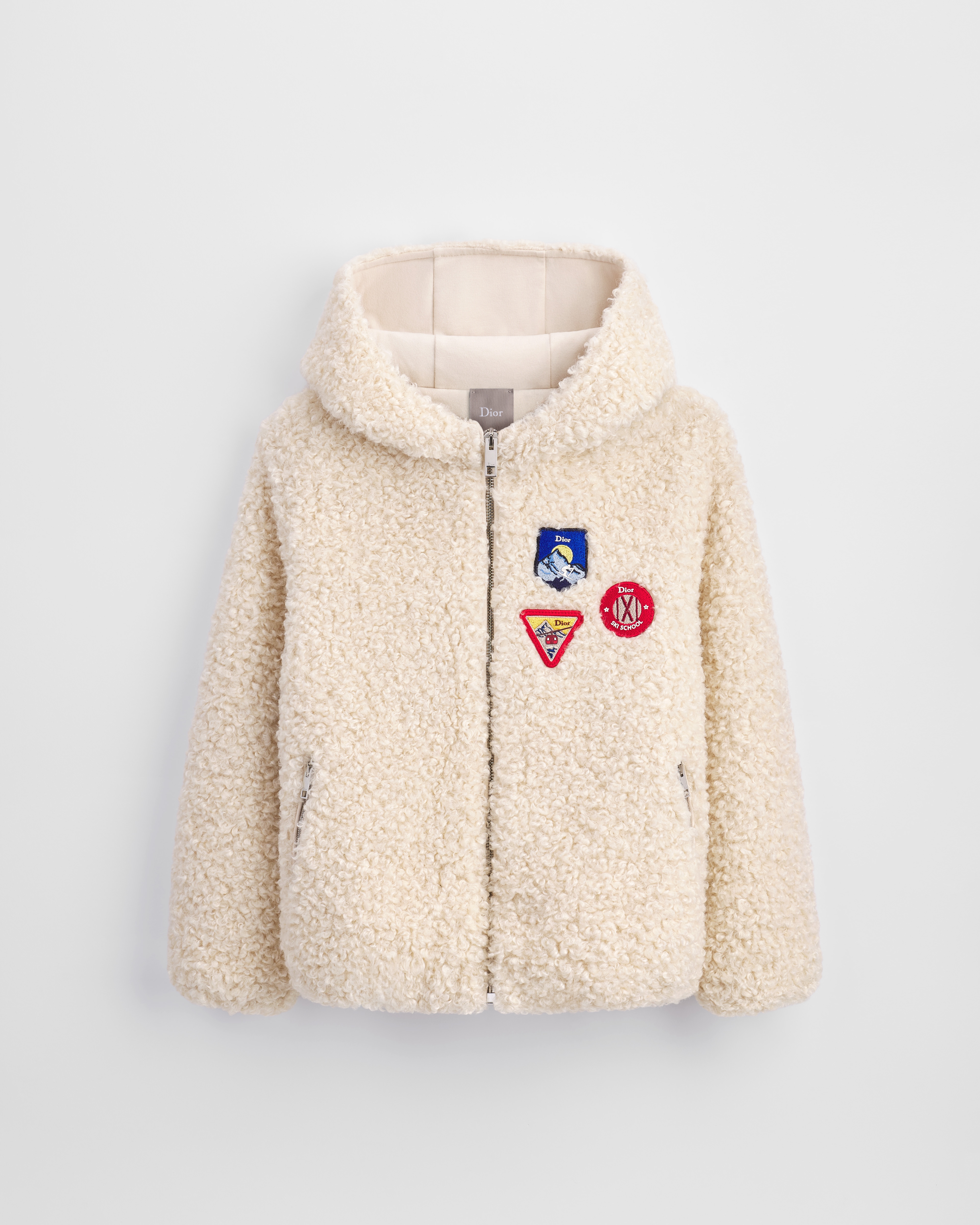 Kids' Zipped Cardigan with Hood Ivory Bouclé E01