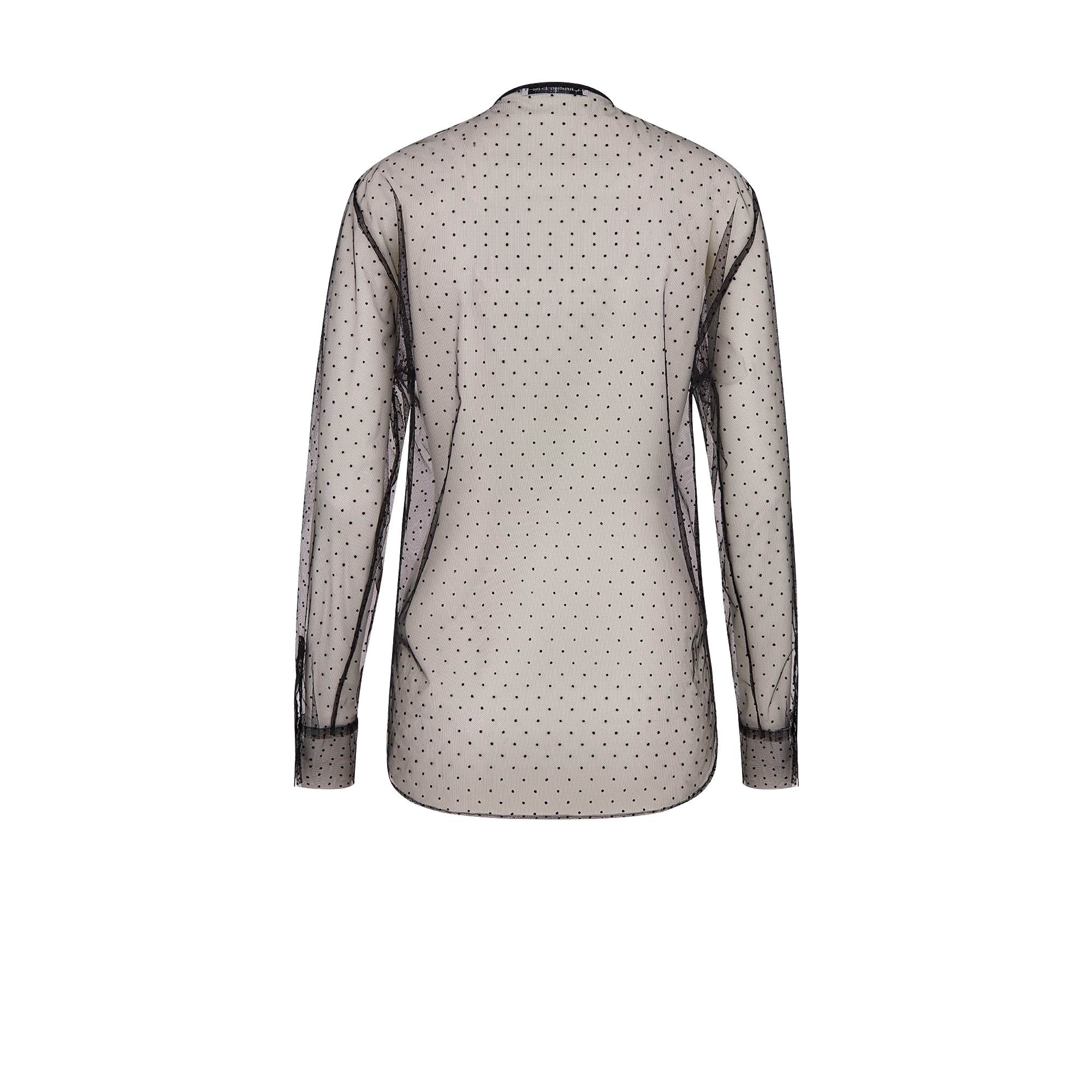 Blouse transparente à plastron intégré Tulle plumetis noir E08