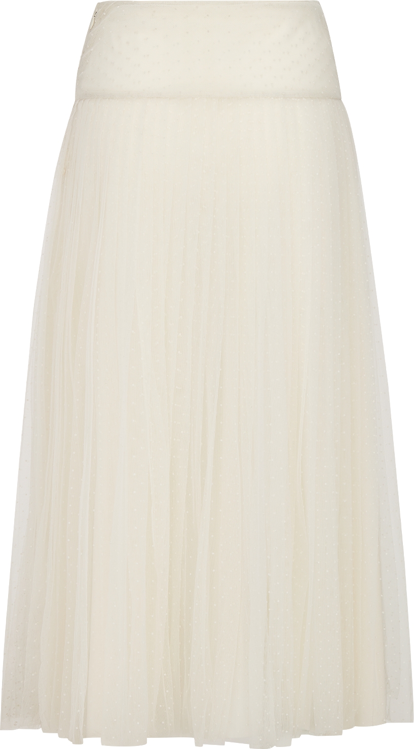 Pleated Mid Length Skirt Ecru Plumetis Tulle DIOR