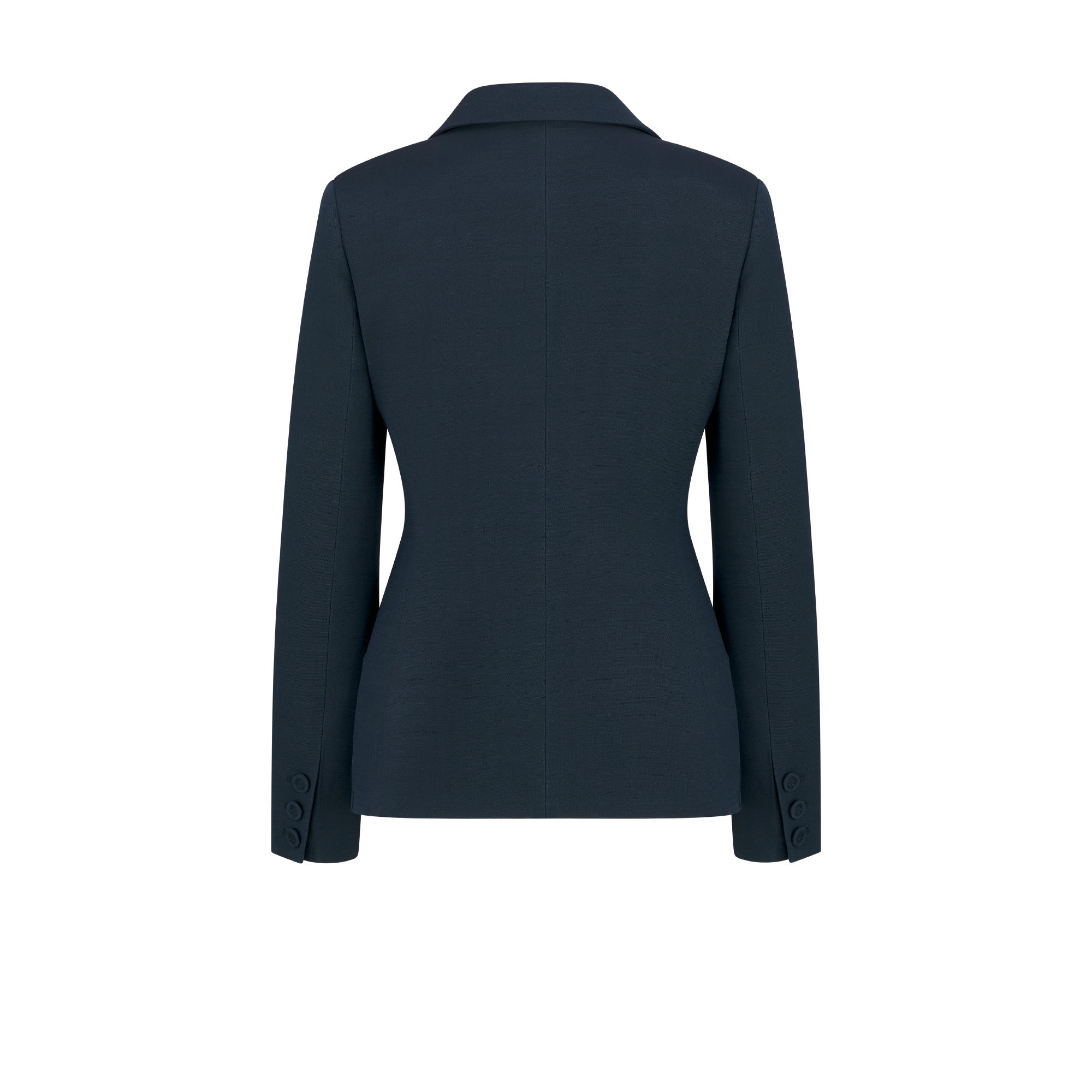 30 Montaigne-Bar-jasje Blauw Bar-jasje met enkele rij knopen van wol en zijde E08