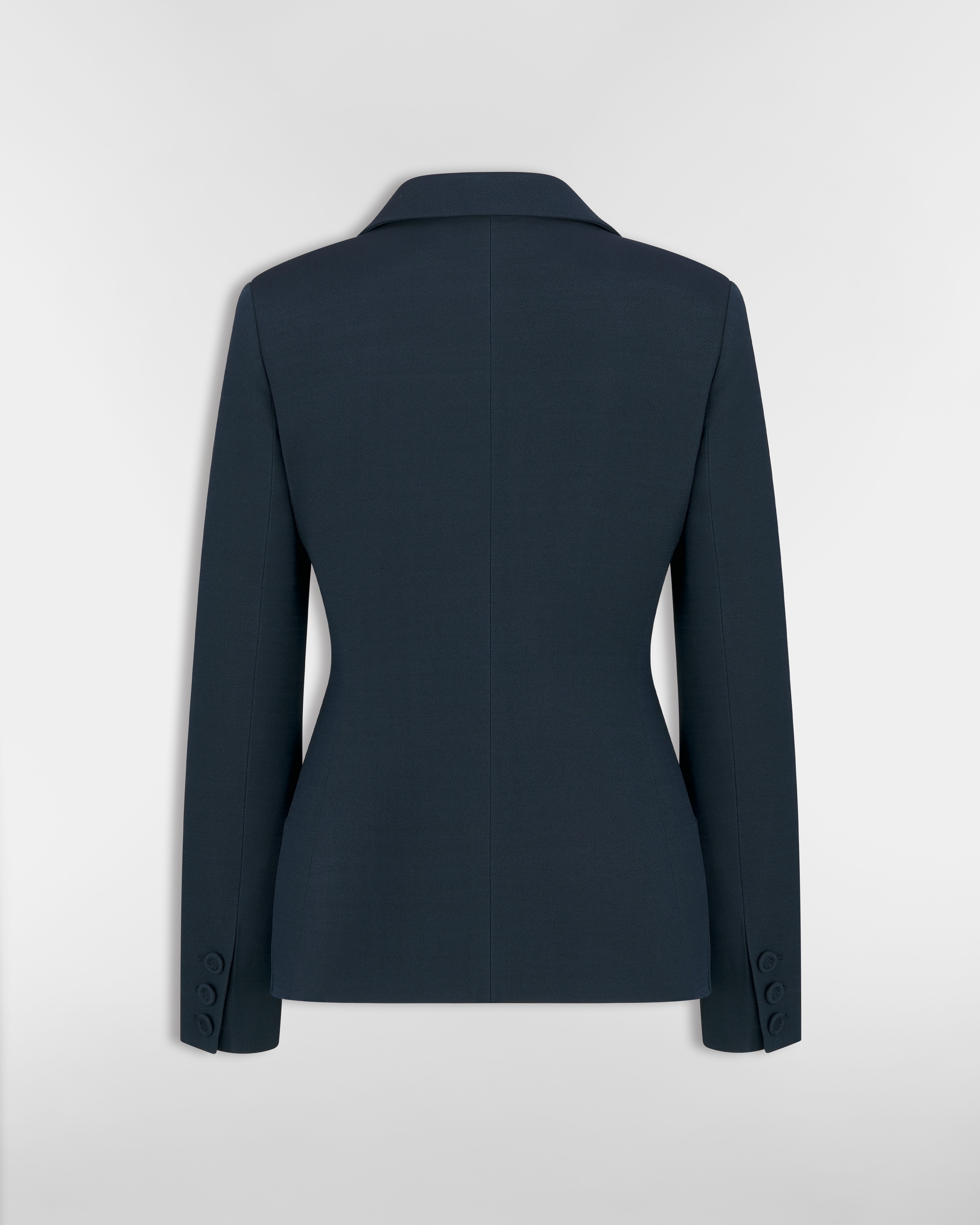 30 Montaigne Bar Jacke Wolle und Seide in Blau mit einreihiger Ausführung E08