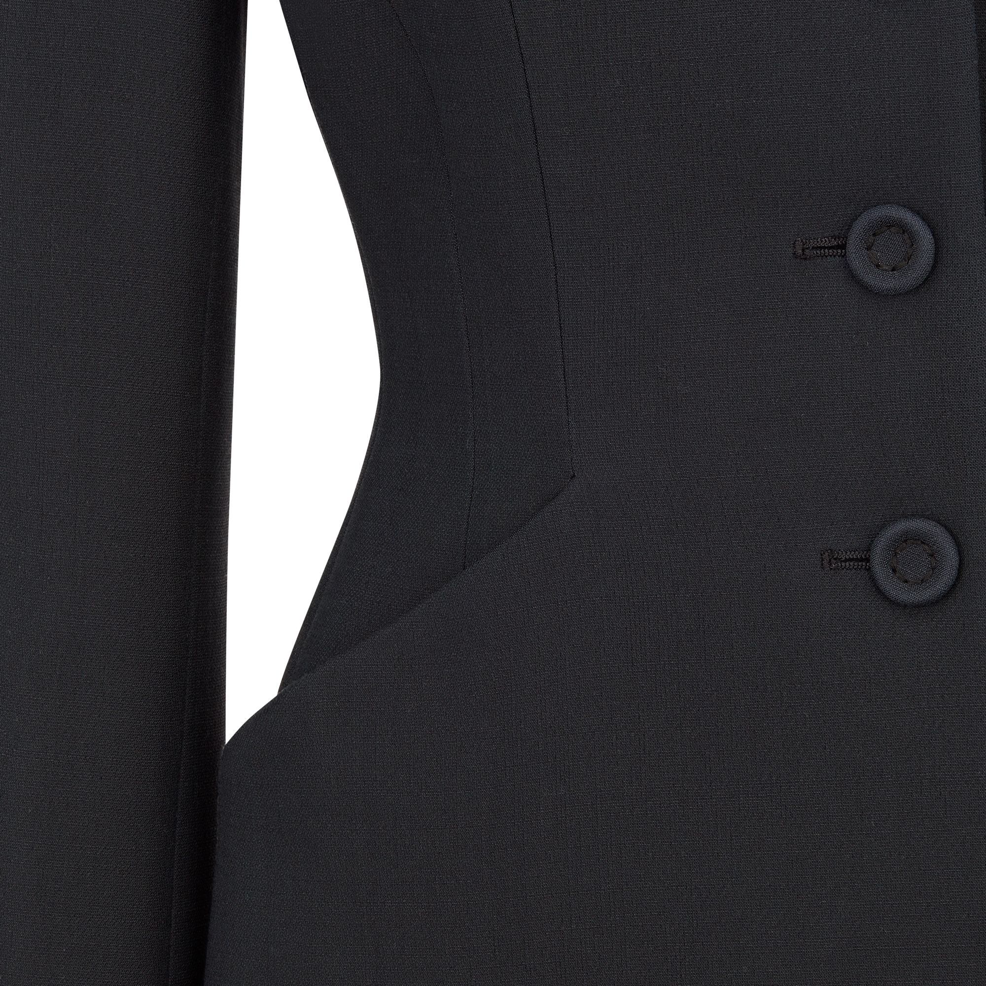 Blazer Bar 30 Montaigne Lã e seda pretas com abotoamento simples E09
