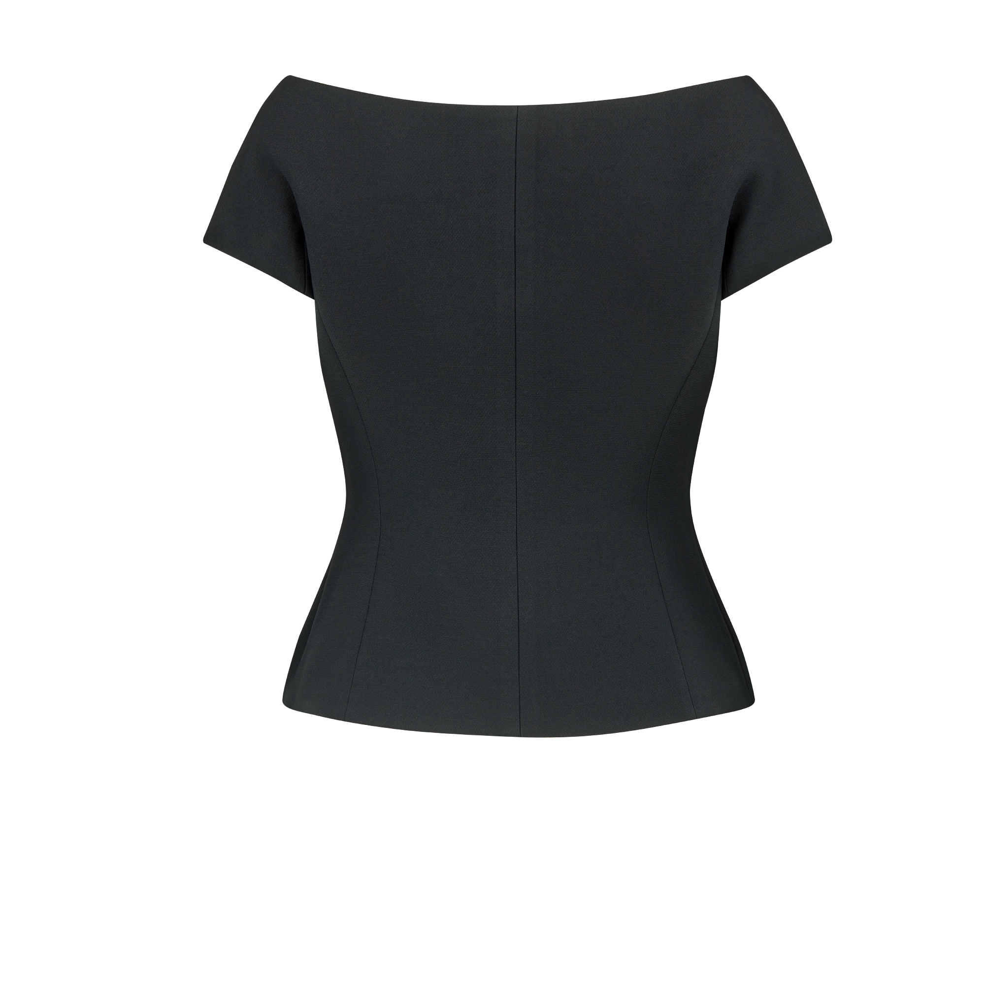 Off-The-Shoulder Jacket Black Double-Breasted Wool and Silk E08