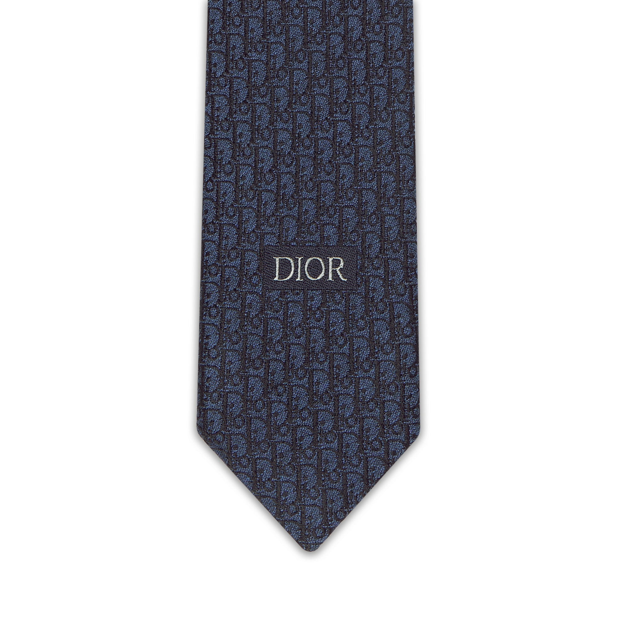 ربطة العنق Dior Oblique حرير باللونين الأزرق والأسود E09