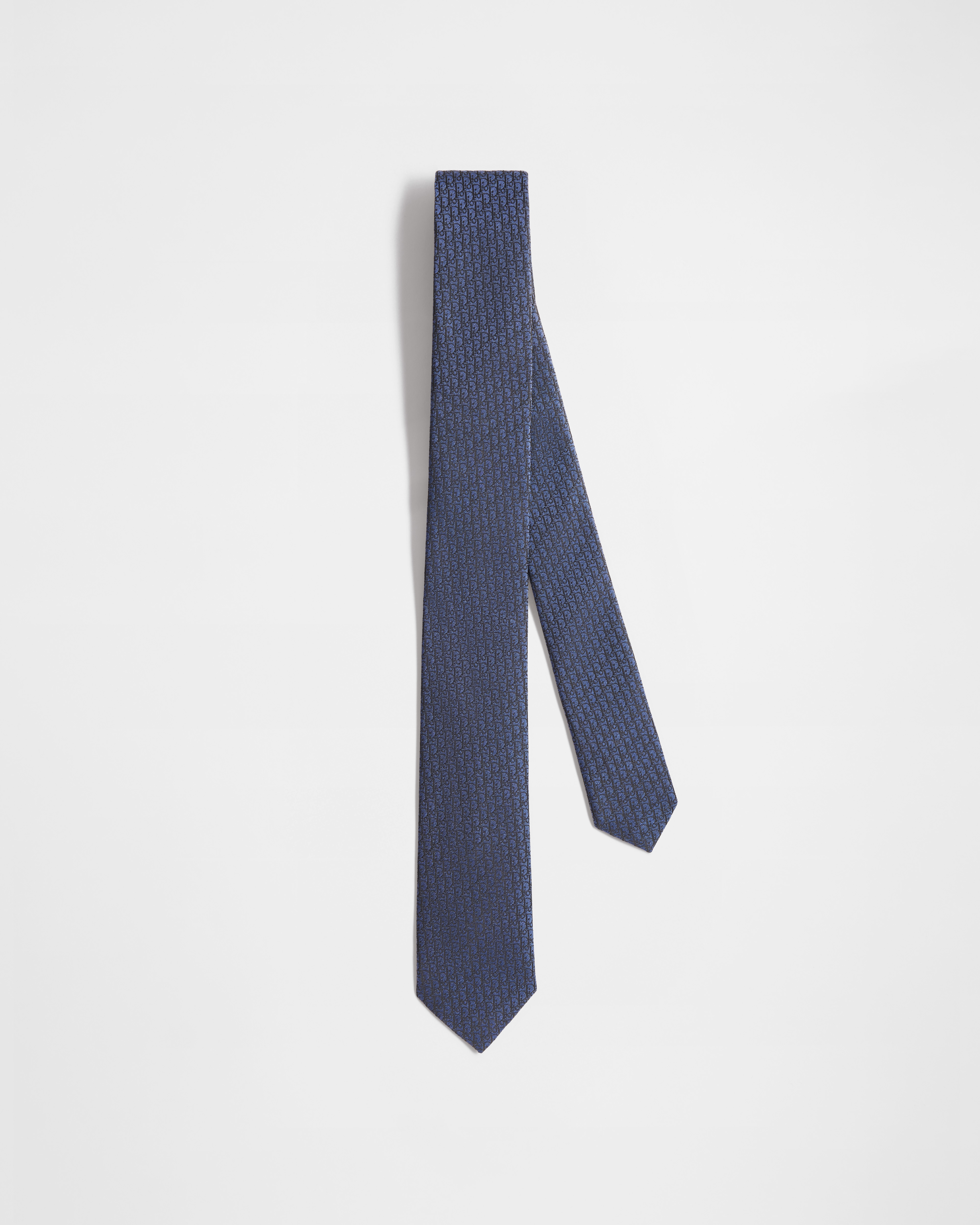 Cravate Dior Oblique Soie bleue et noire E01