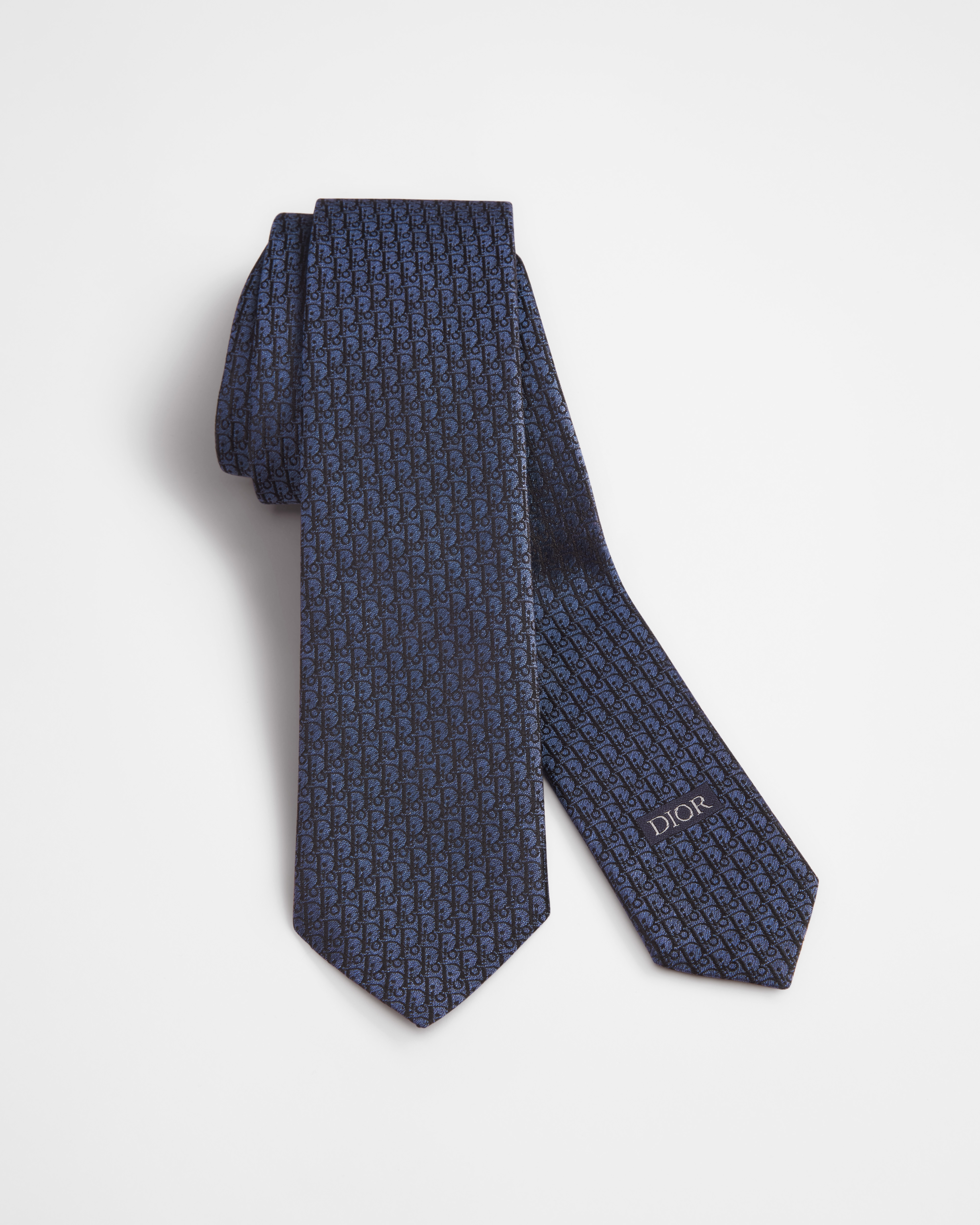 Dior Oblique Tie Blue and Black Silk E10