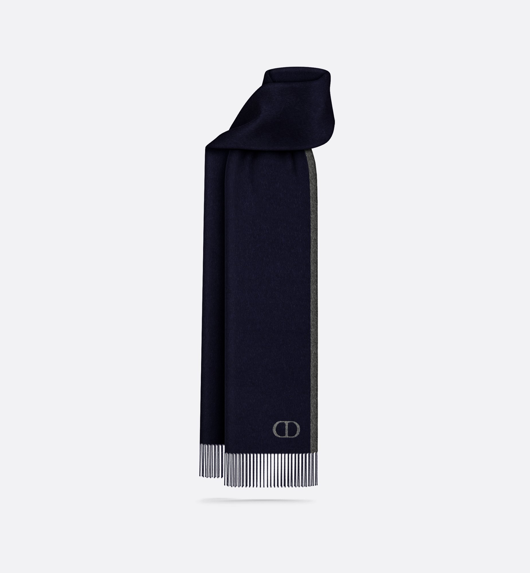 Double-Sided CD Icon Scarf Navy Blue and Gray Silk | DIOR Double-Sided CD Icon Scarf Navy Blue and Gray Silk | DIOR