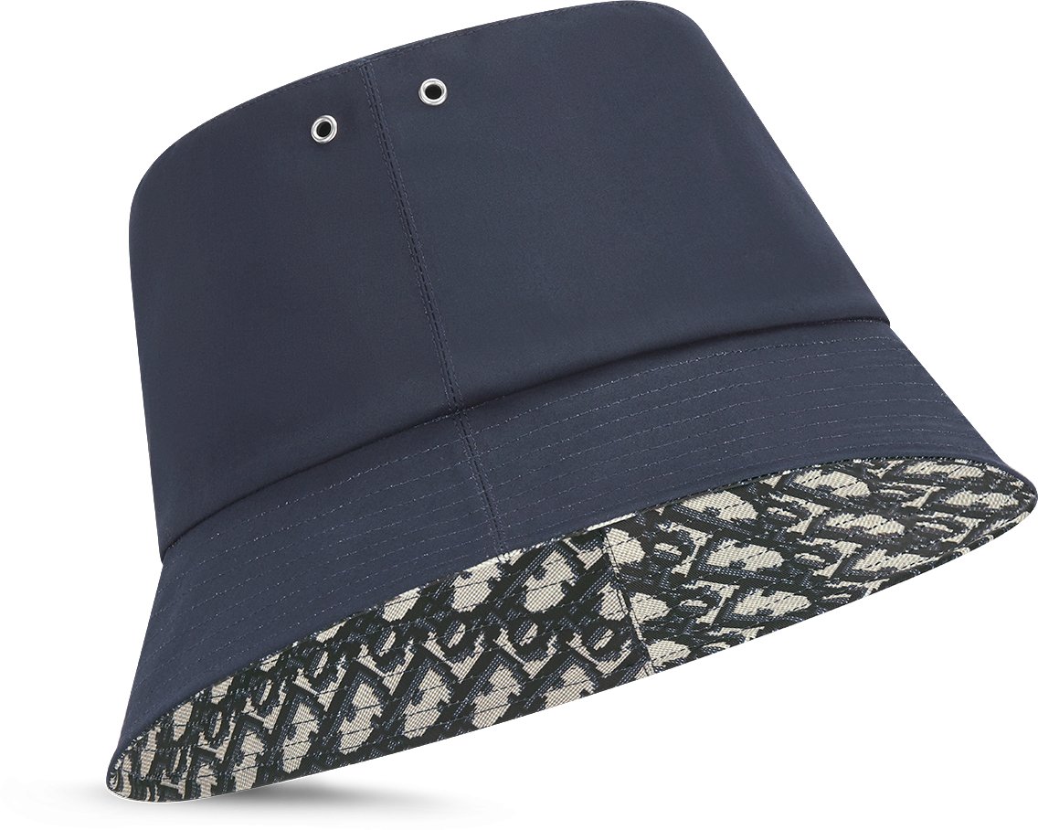Reversible Teddy-D Small Brim Bucket Hat Three quarter closed view Blue Cotton Blend