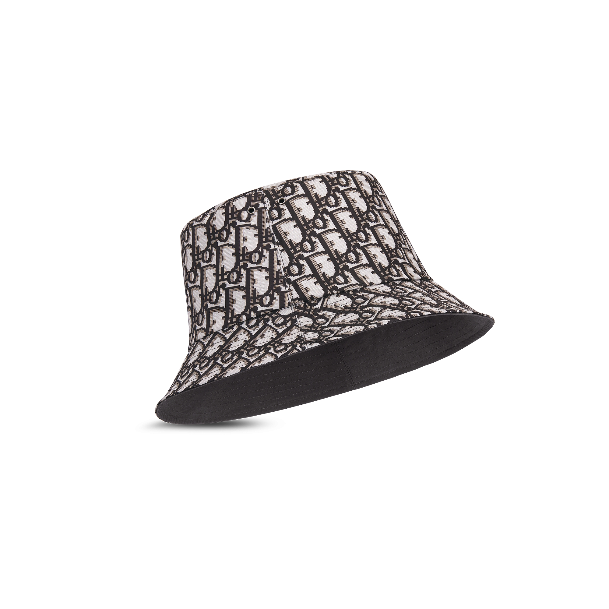 Reversible Teddy-D Small Brim Bucket Hat Black Cotton Blend E07
