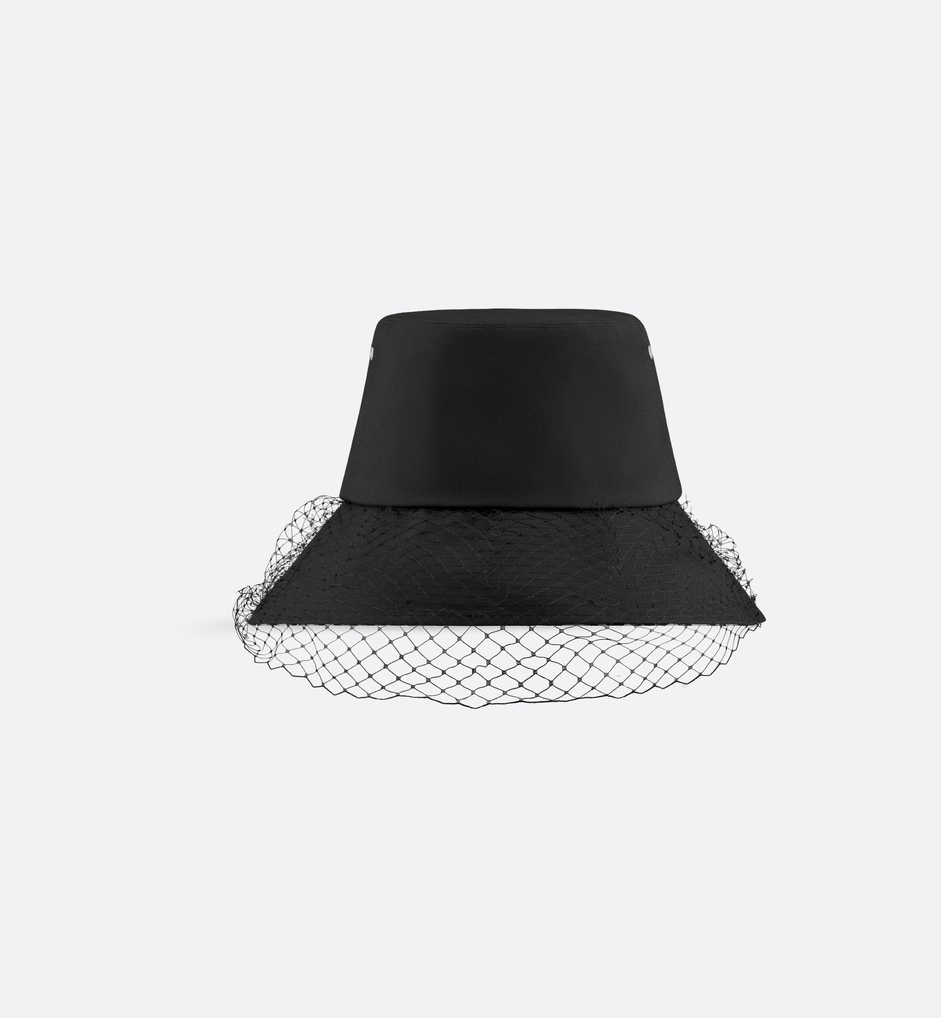 Teddy-D Large Brim Bucket Hat with Veil Black Cotton Blend Teddy-D Large Brim Bucket Hat with Veil Black Cotton Blend