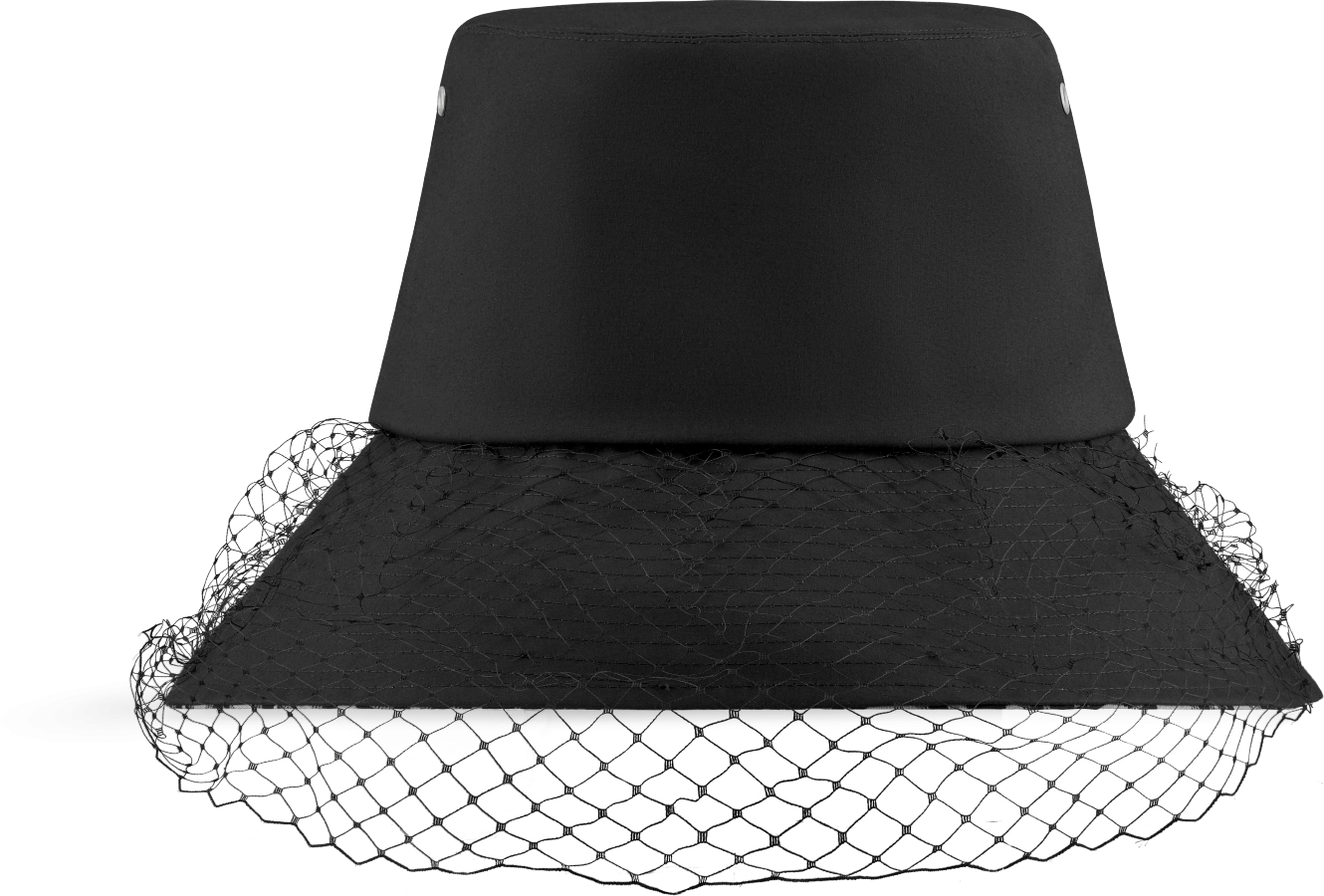 Teddy D Large Brim Bucket Hat with Veil Black Cotton Blend DIOR