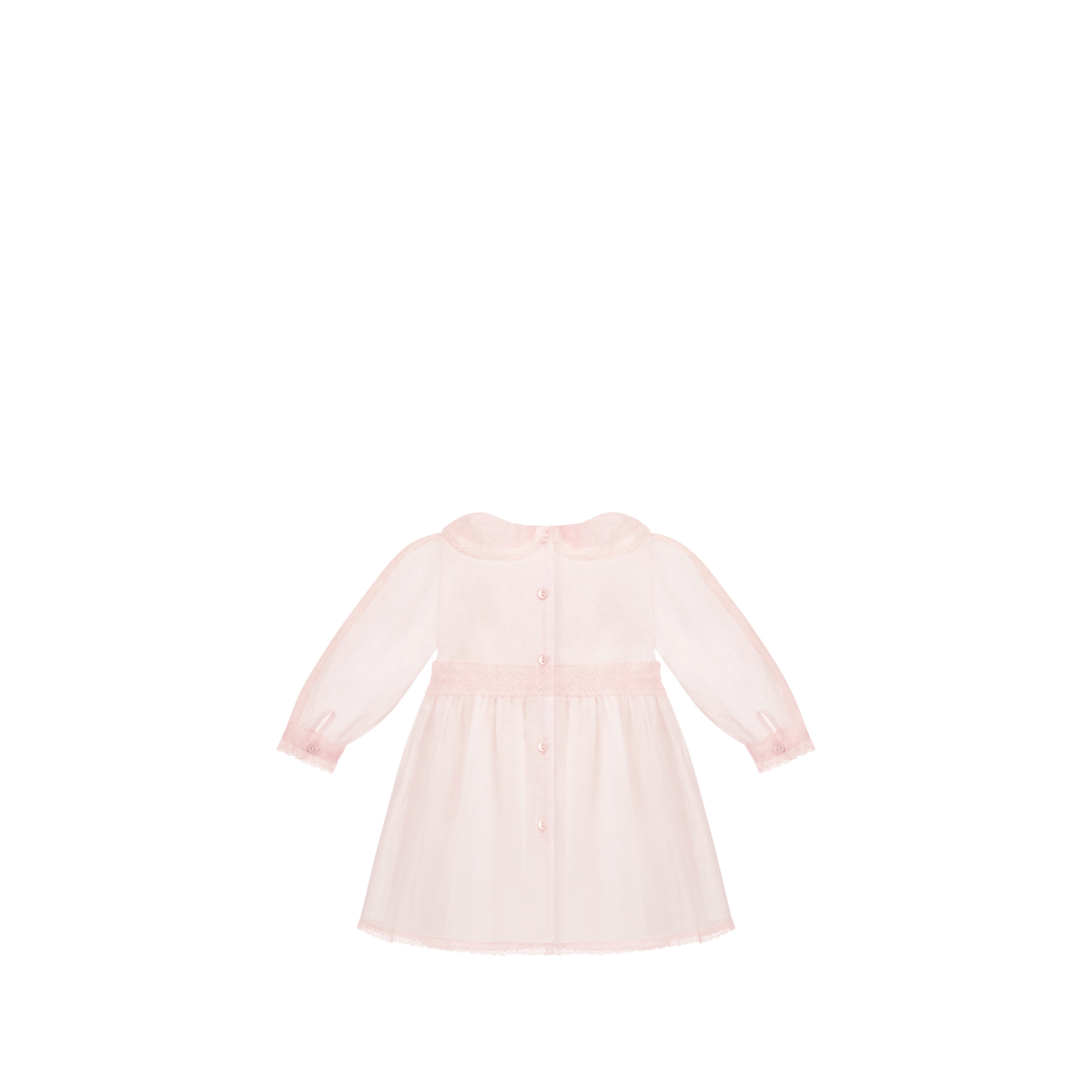 Nanouchka Flared Dress Pale Pink Cotton Voile and Lace E08