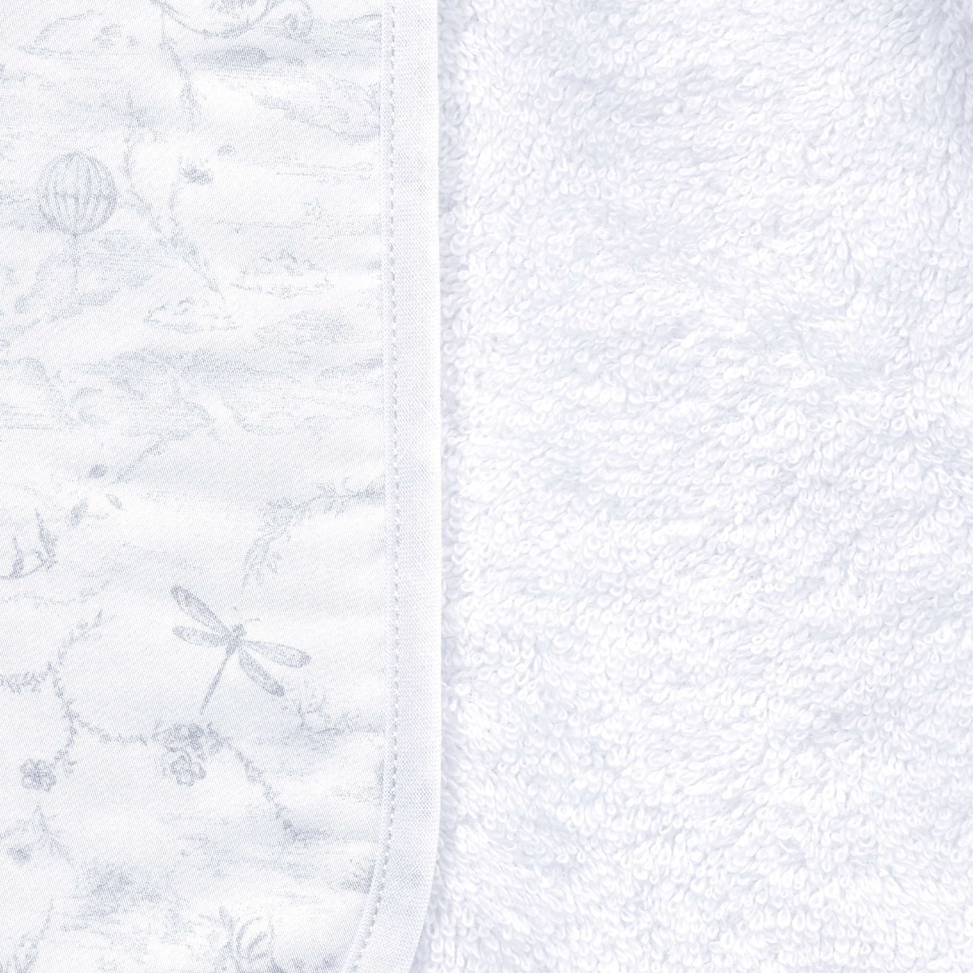 Peignoir de bain à capuche bébé Popeline et éponge de coton blanc imprimé Toile de Jouy gris E10