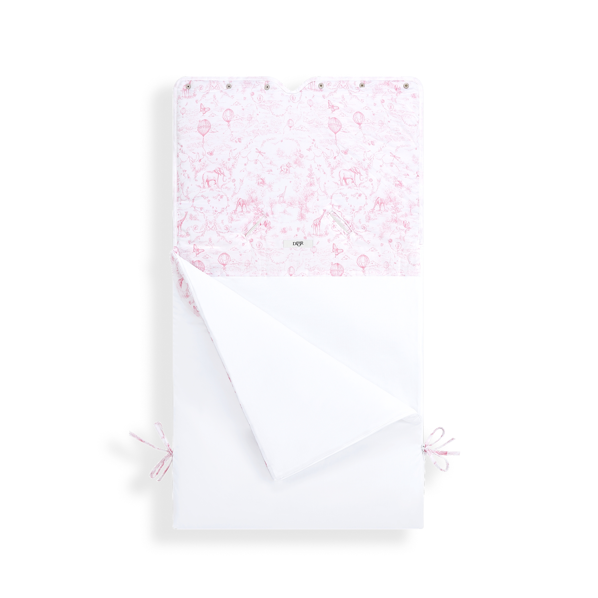 Nid d'ange Voile de coton blanc imprimé Toile de Jouy rose pâle E03