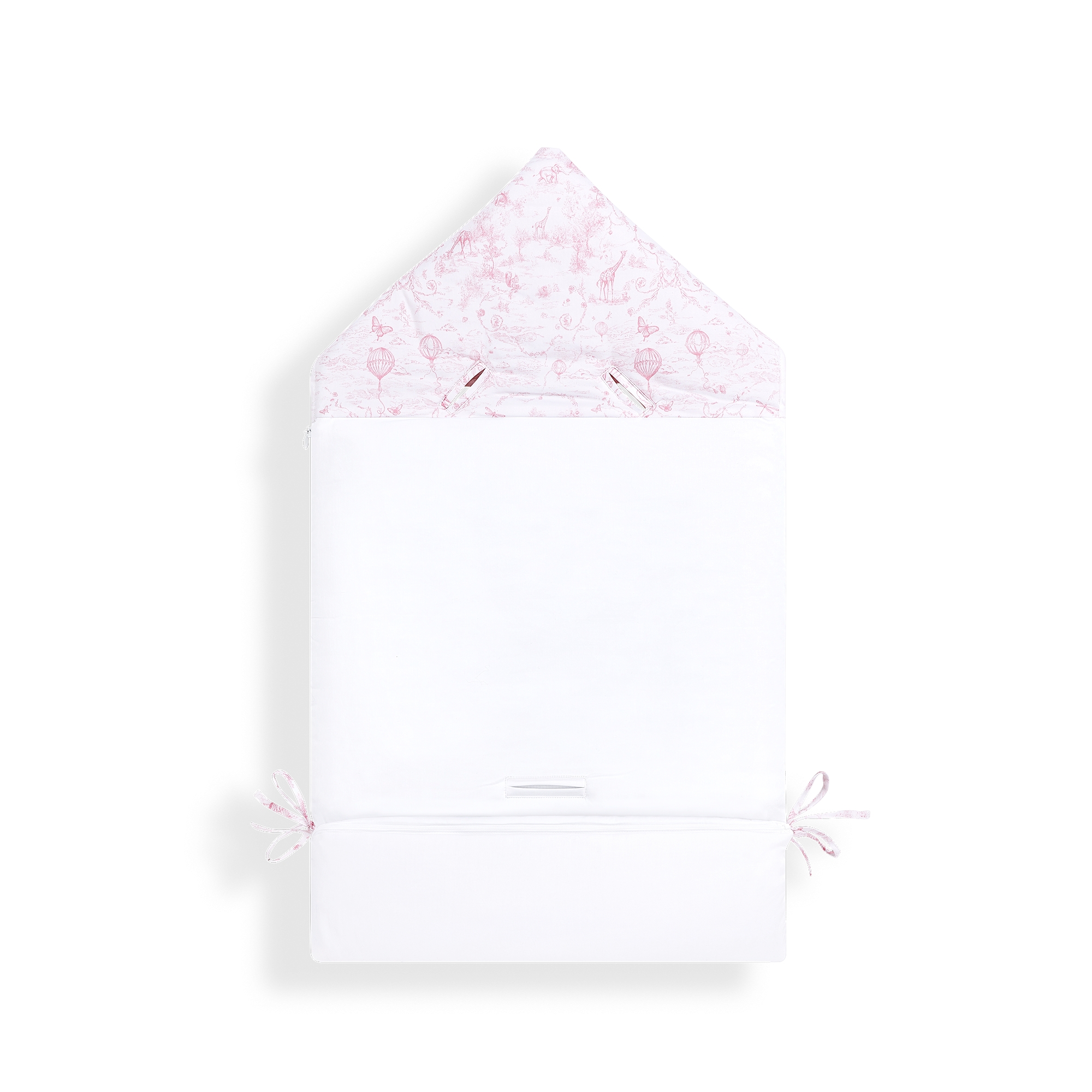 Nid d'ange Voile de coton blanc imprimé Toile de Jouy rose pâle E08